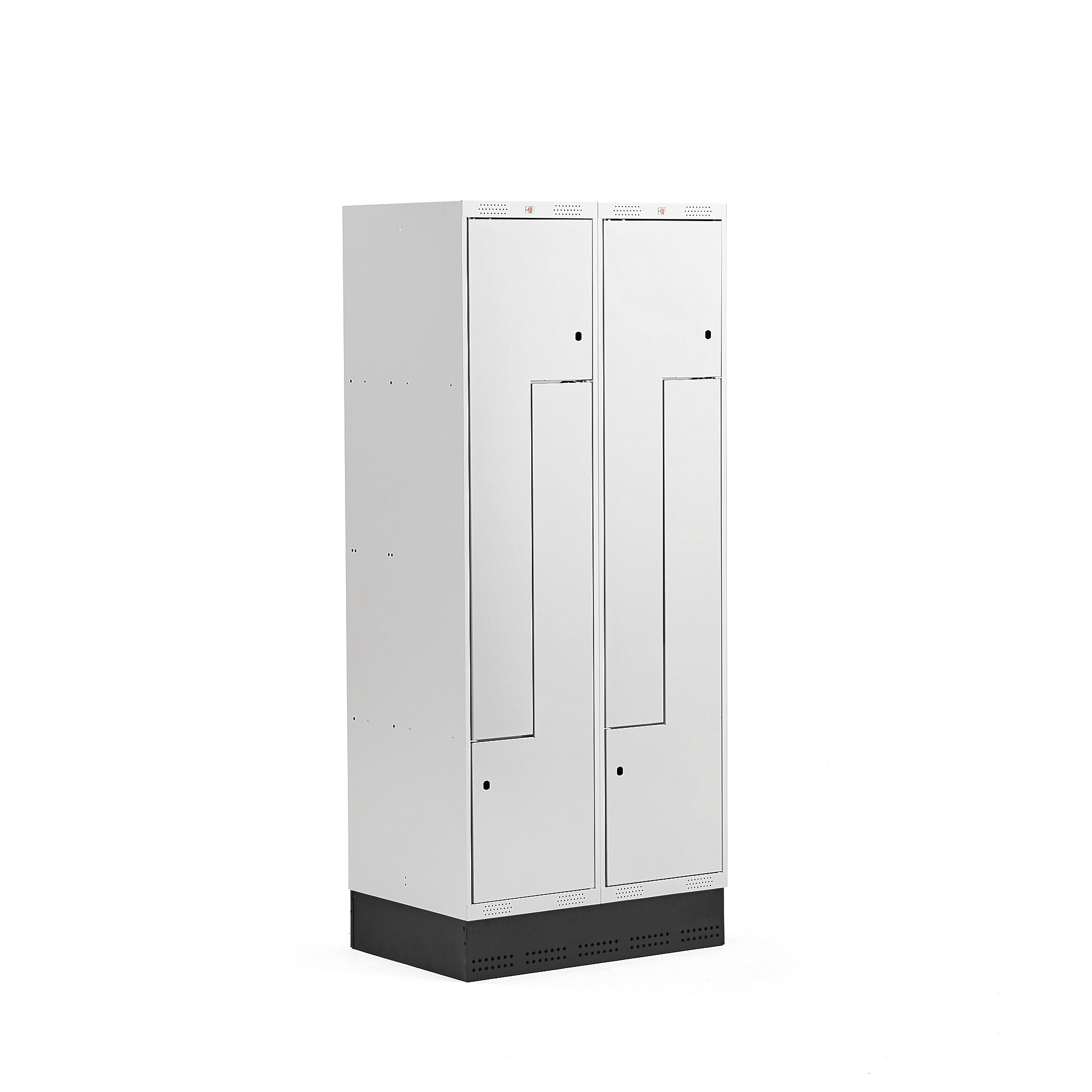 Levně Šatní skříňka CLASSIC Z, se soklem, 2 sekce, 4 dveře, 1890x800x550 mm, šedé dveře
