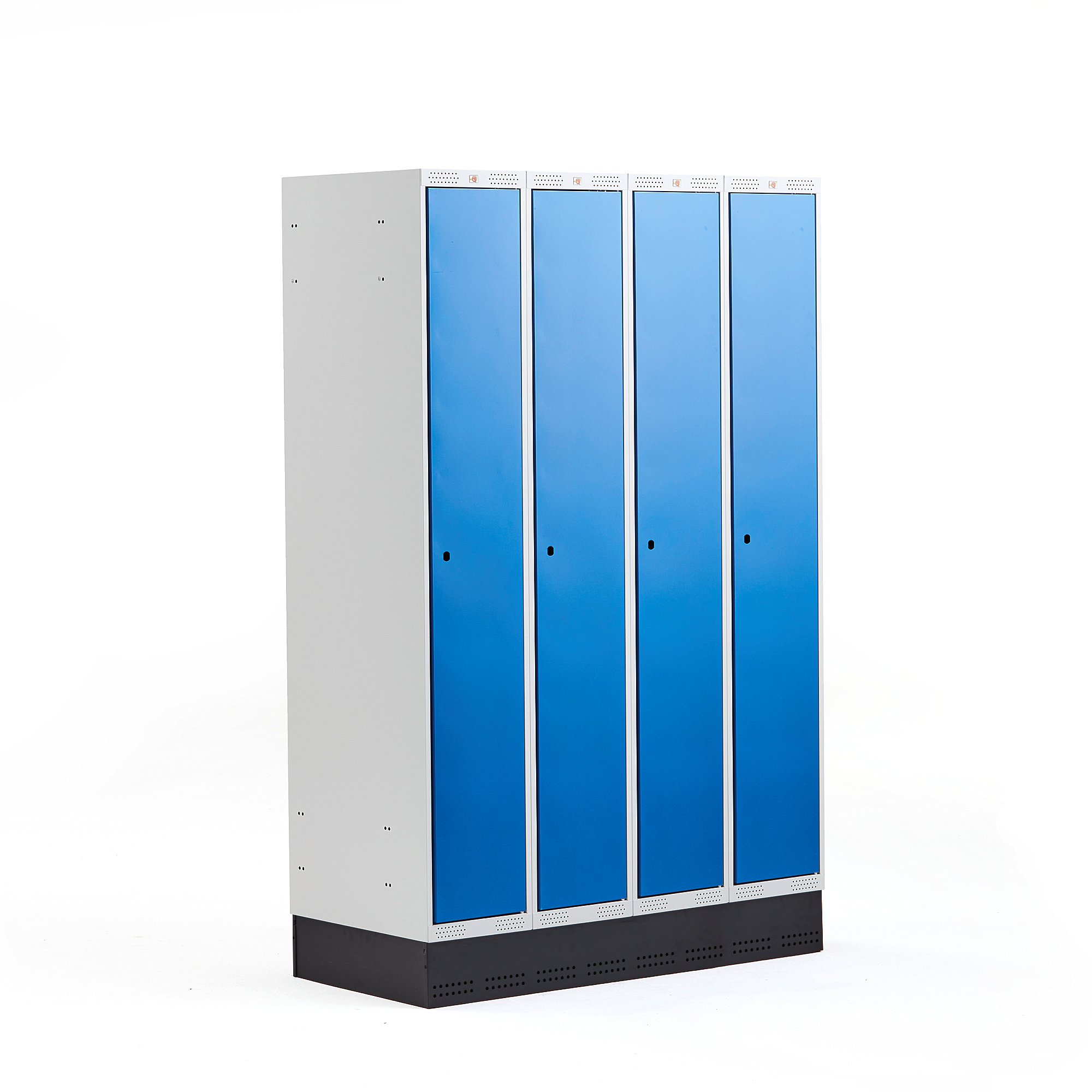 Šatní skříňka CLASSIC, se soklem, 4 sekce, 1890x1200x550 mm, modré dveře