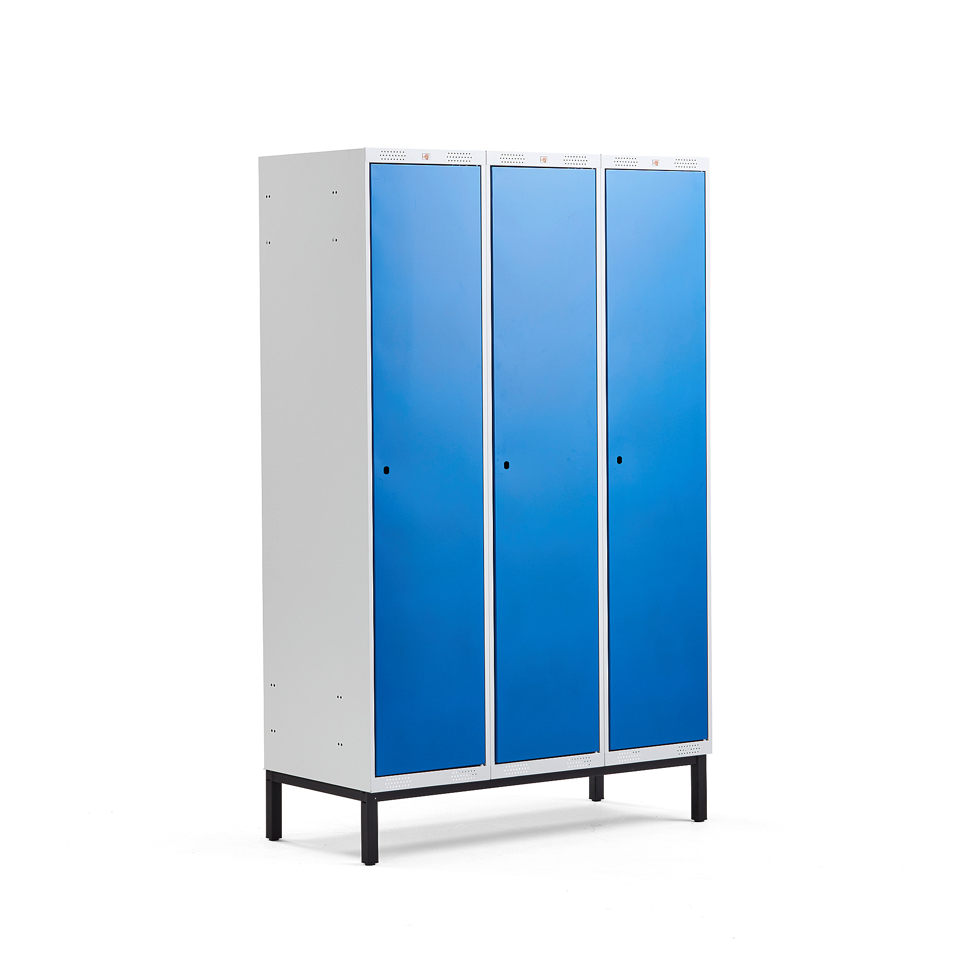 Levně Šatní skříňka CLASSIC, s nohami, 3 sekce, 1940x1200x550 mm, modré dveře