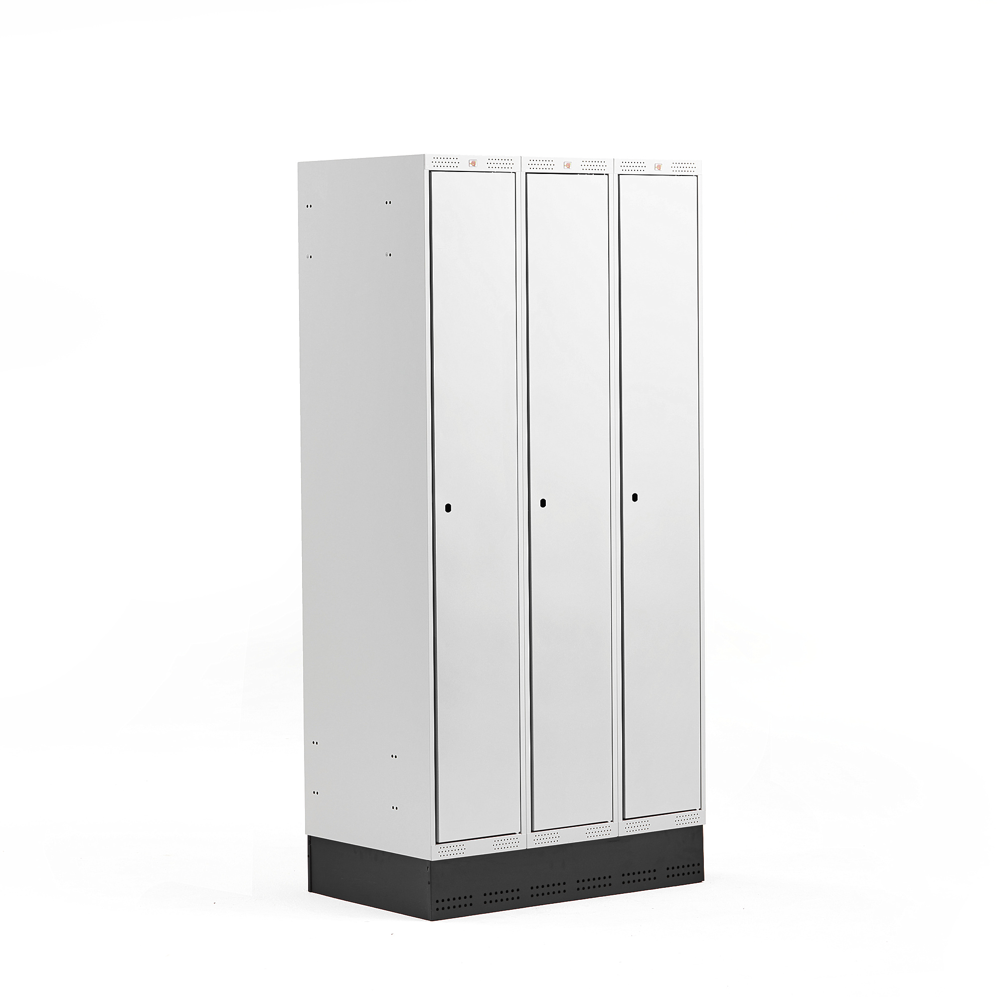 Šatní skříňka CLASSIC, se soklem, 3 sekce, 1890x900x550 mm, šedé dveře