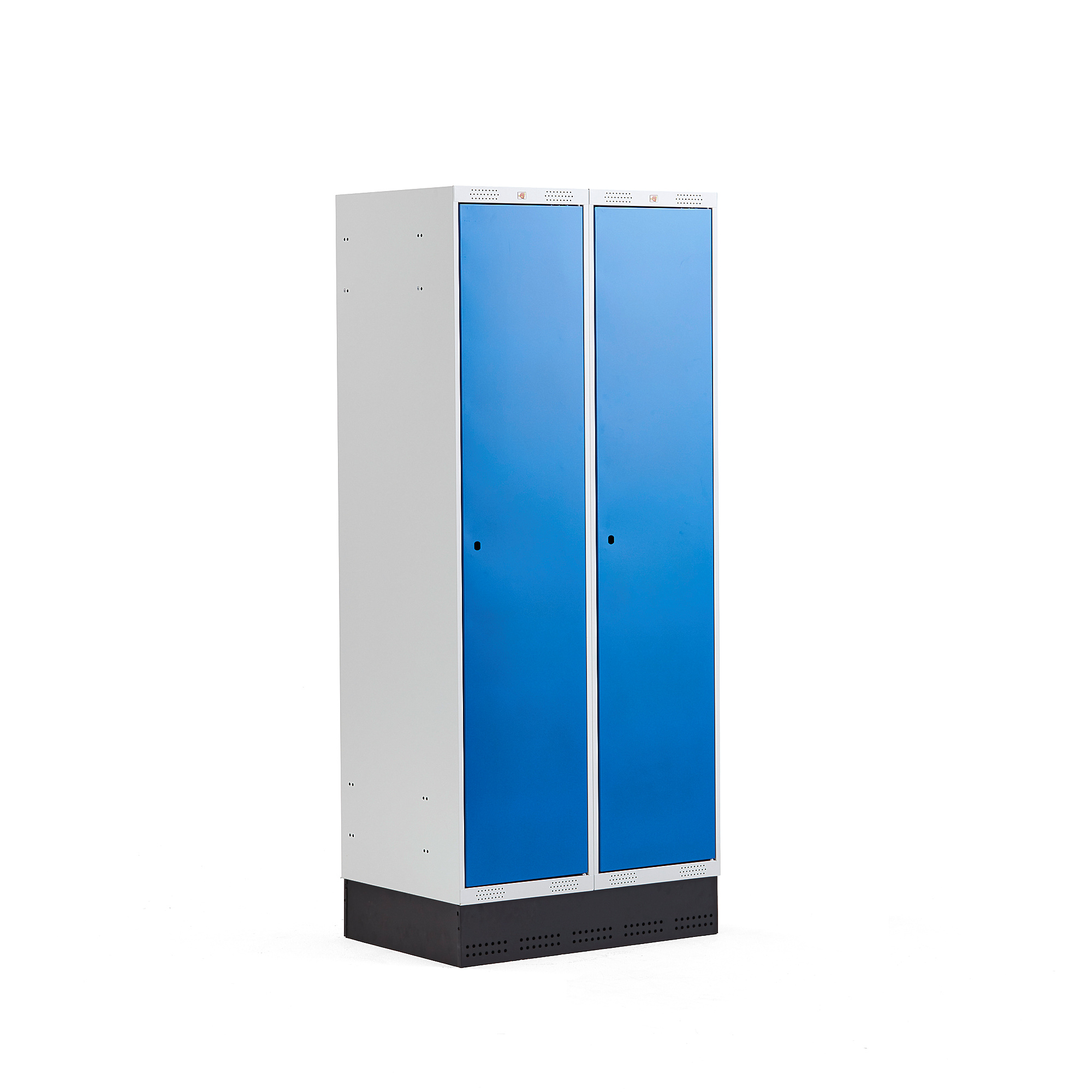 Levně Šatní skříňka CLASSIC, se soklem, 2 sekce, 1890x800x550 mm, modré dveře
