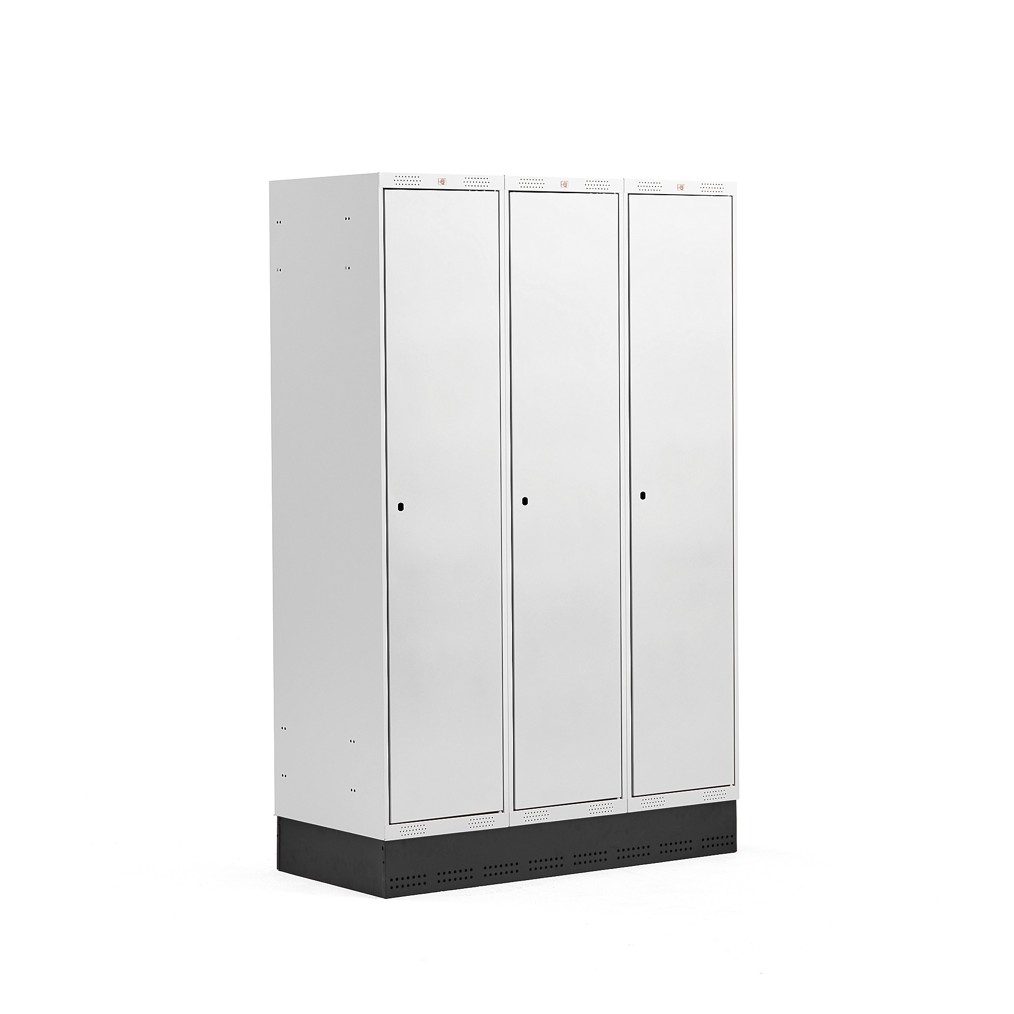 Šatní skříňka CLASSIC, se soklem, 3 sekce, 1890x1200x550 mm, šedé dveře