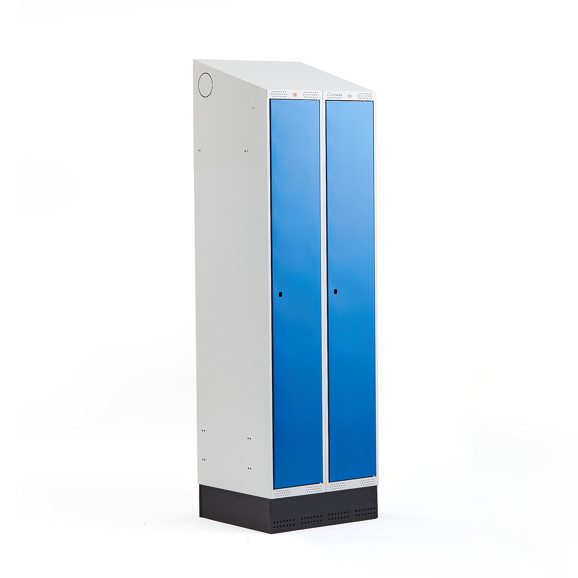 Šatňová skrinka CLASSIC, so soklom, 2 sekcie, 2050x600x550 mm, modrá
