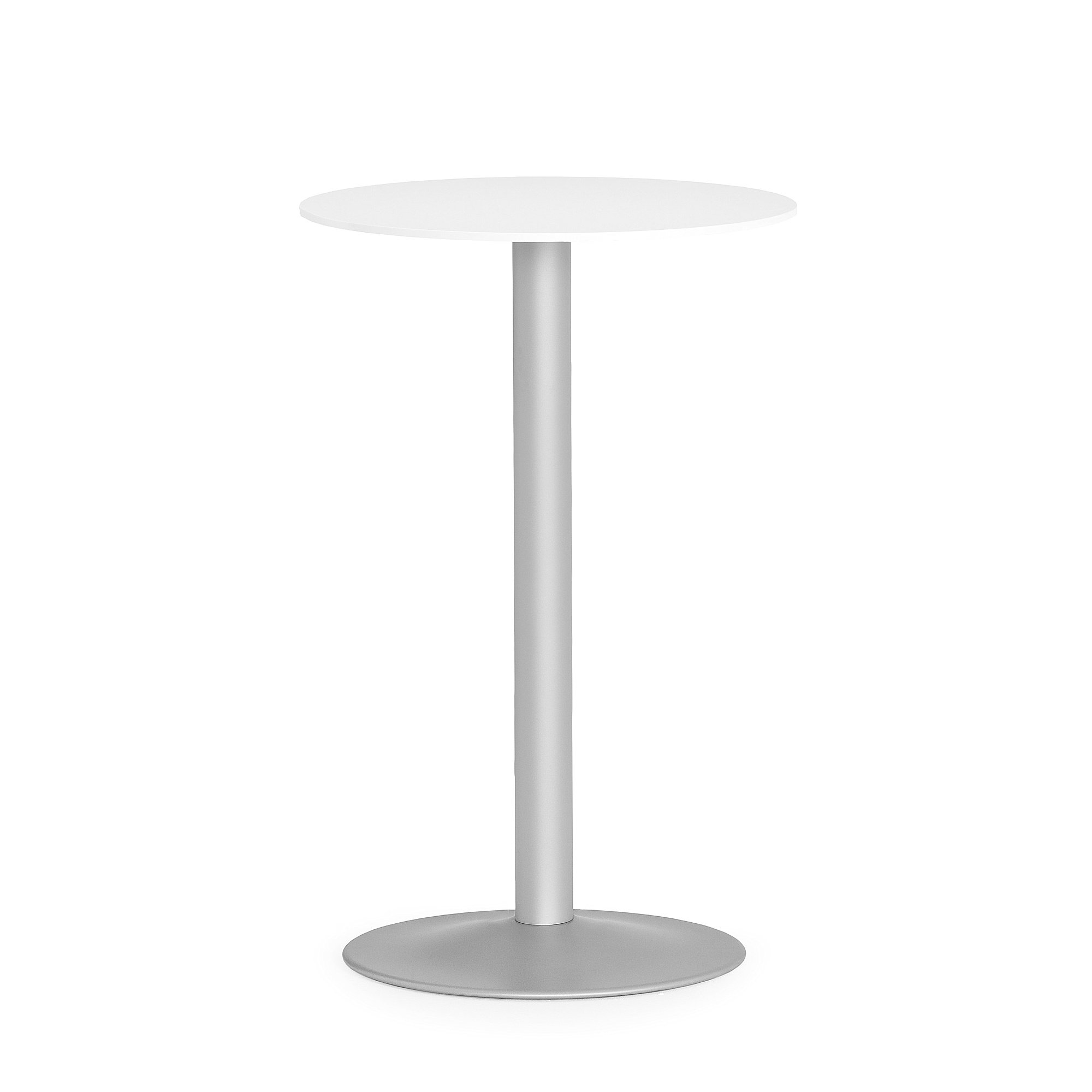 Barový stůl LILY, Ø 700 mm, bílá/hliníkově šedá