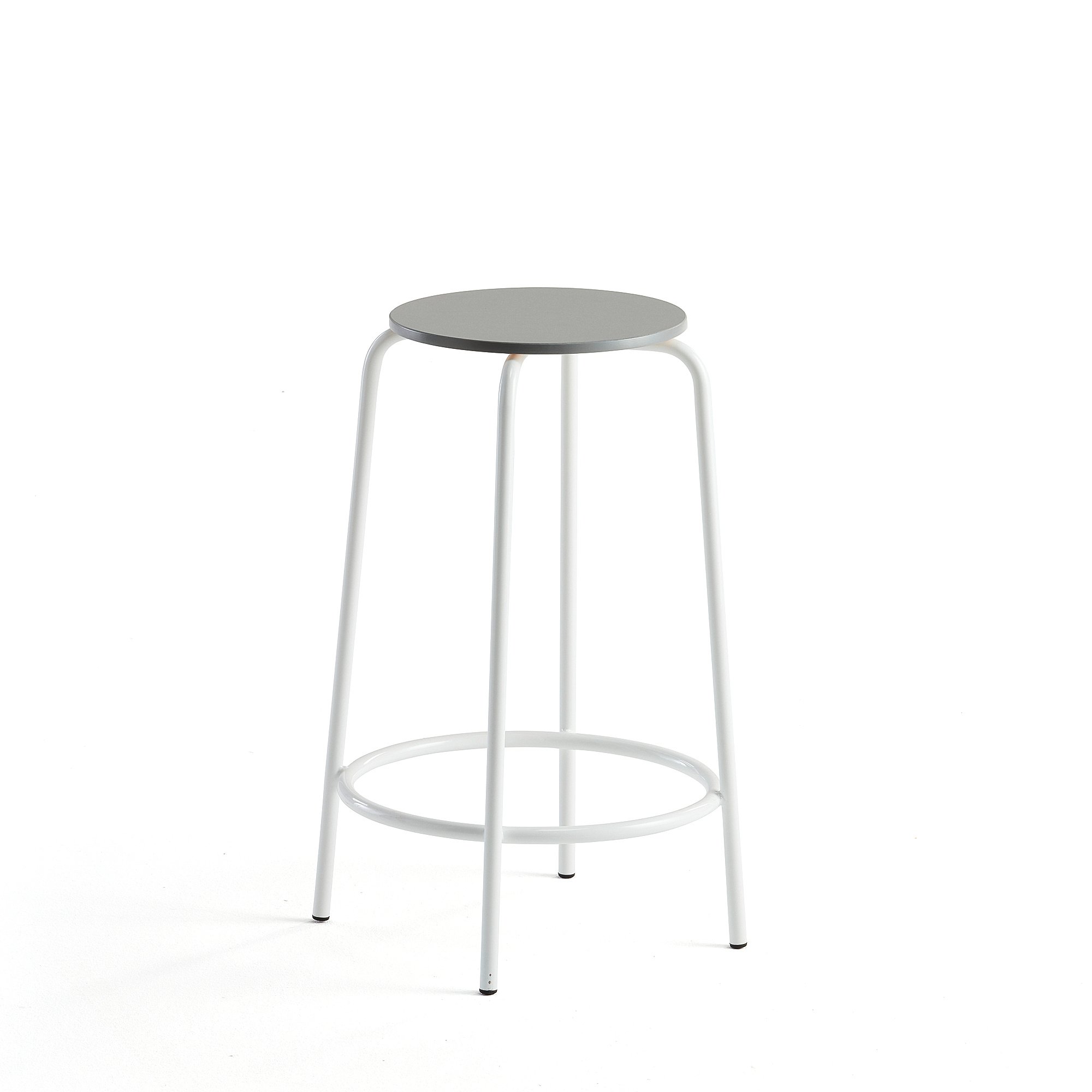 Barová židle TIMMY, výška 630 mm, bílé nohy, světle šedý sedák