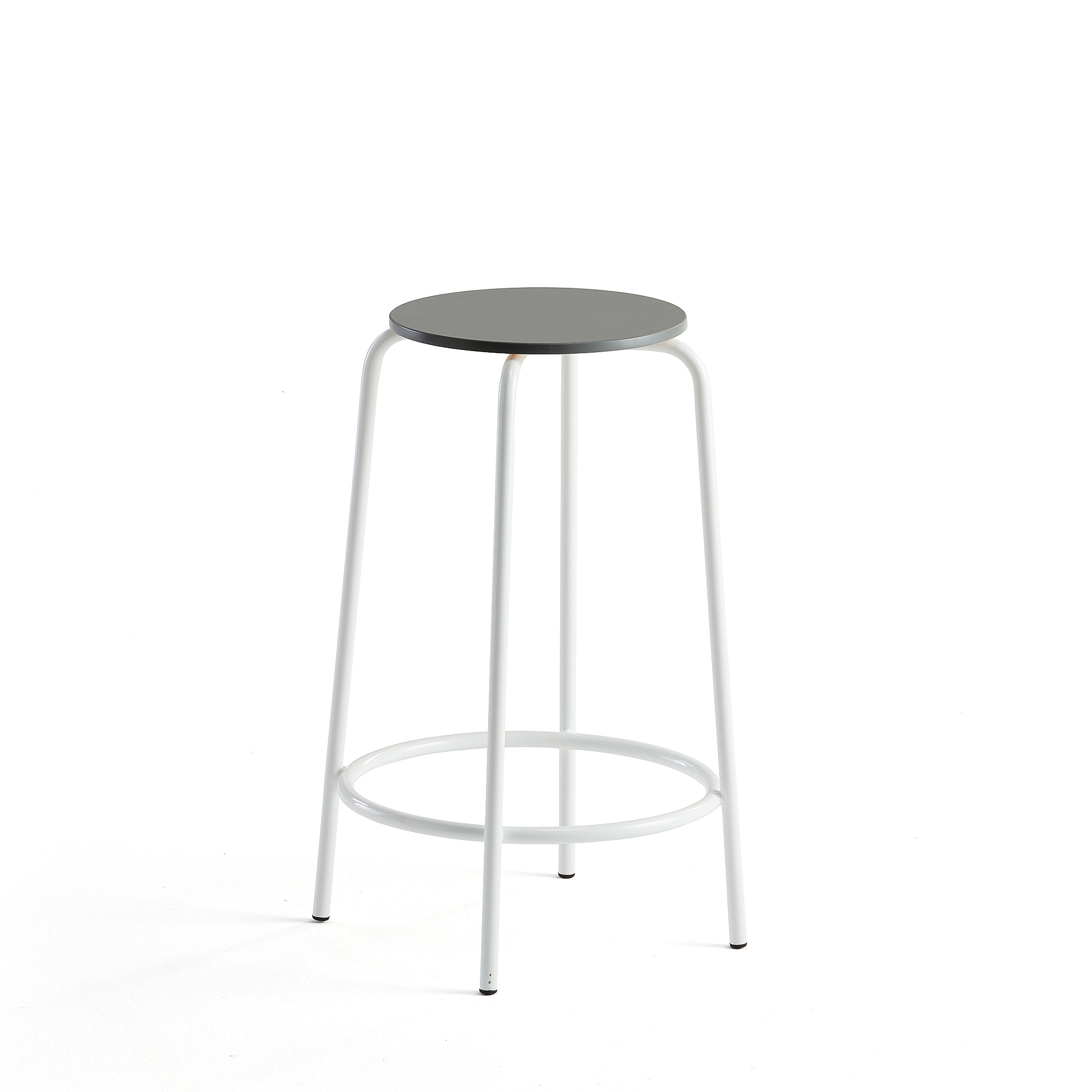 Barová židle TIMMY, výška 630 mm, bílé nohy, tmavě šedý sedák