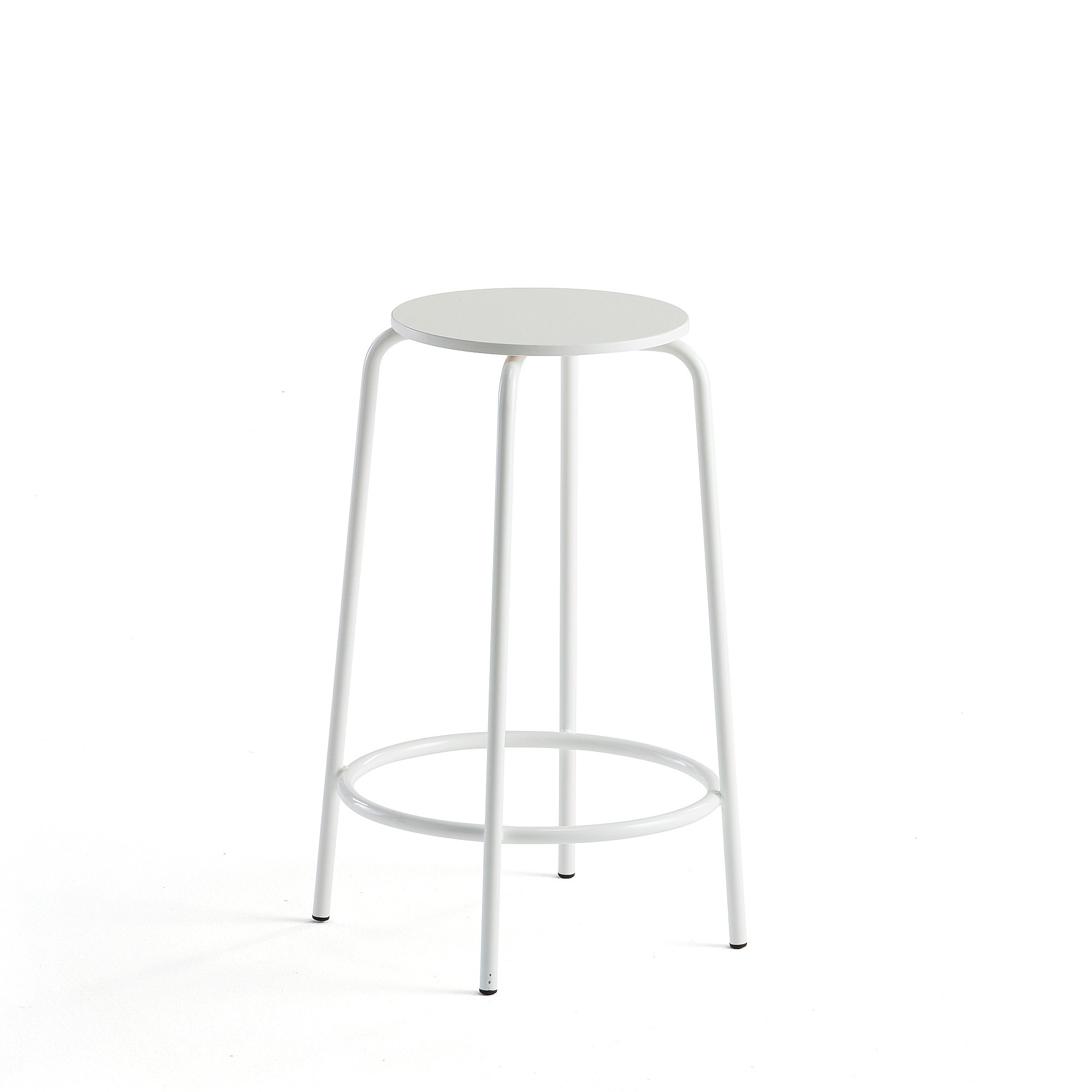 Barová židle TIMMY, výška 630 mm, bílé nohy, bílý sedák