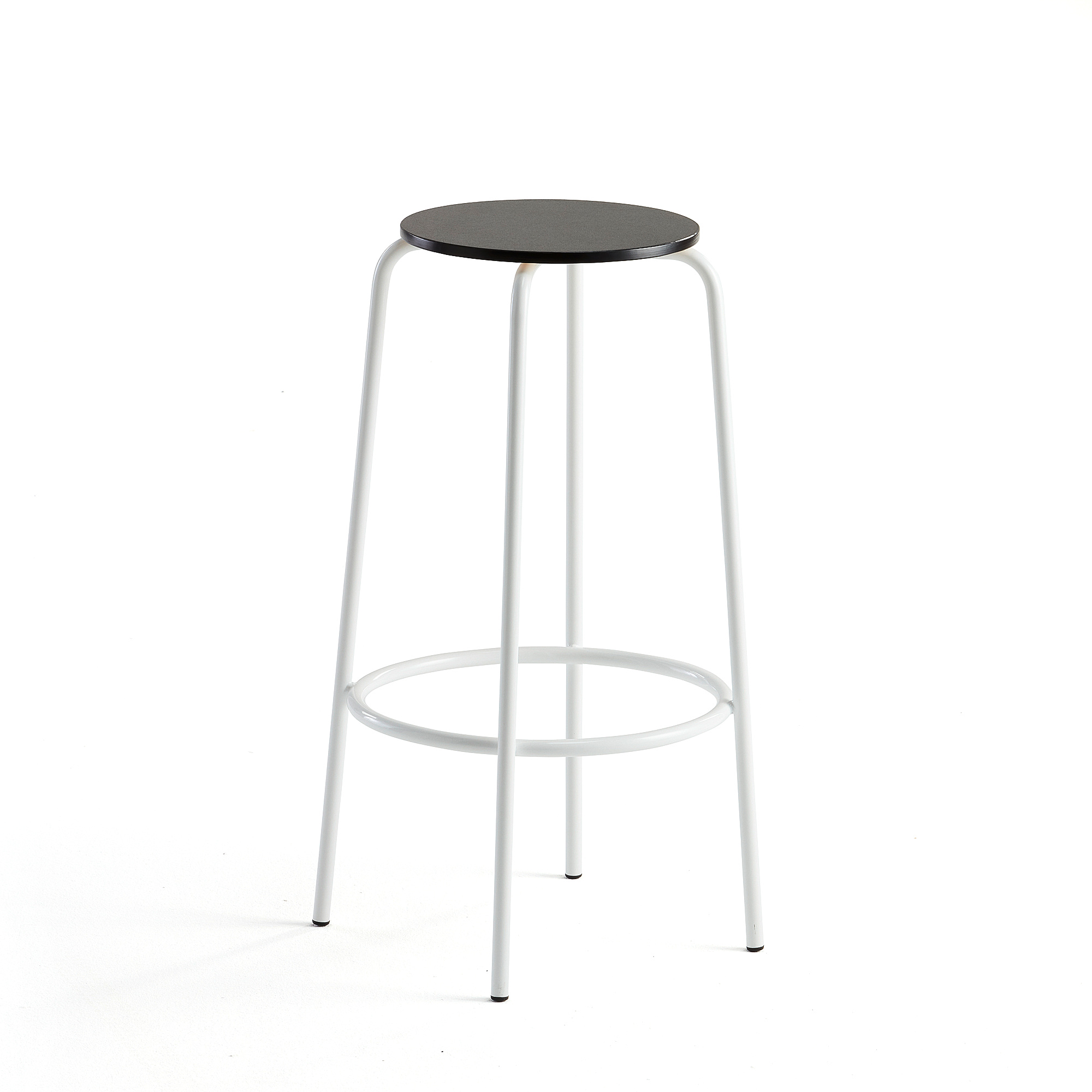 E-shop Barová stolička TIMMY, biely rám, čierny sedák, V 730 mm