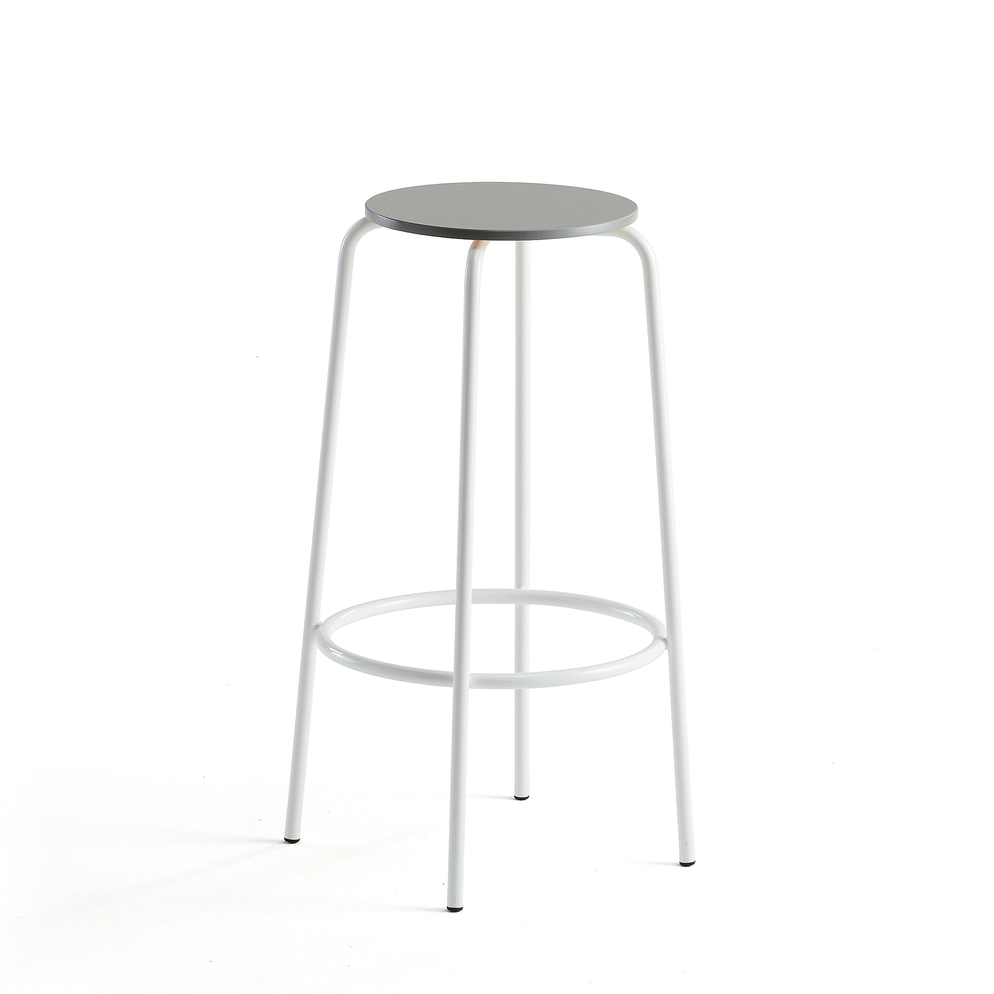 Barová židle TIMMY, výška 730 mm, bílé nohy, světle šedý sedák