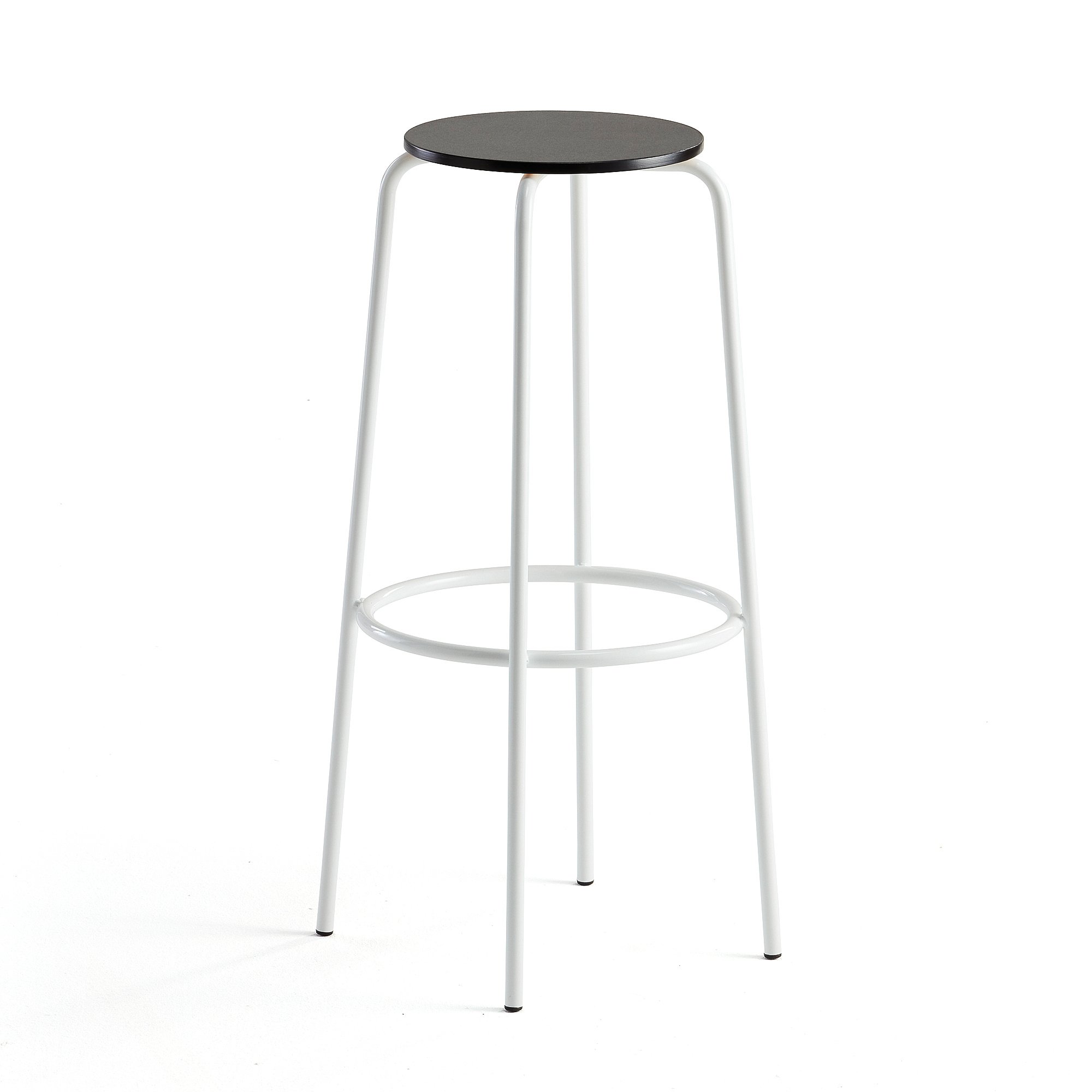 E-shop Barová stolička TIMMY, biely rám, čierny sedák, V 830 mm