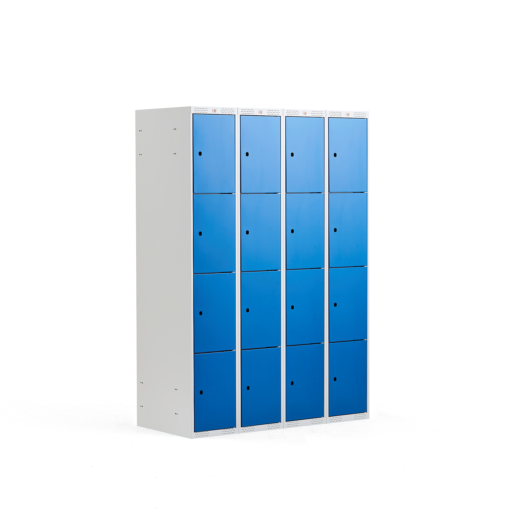 Levně Boxová šatní skříň CLASSIC, 4 sekce, 16 boxů, 1740x1200x550 mm, šedá, modré dveře