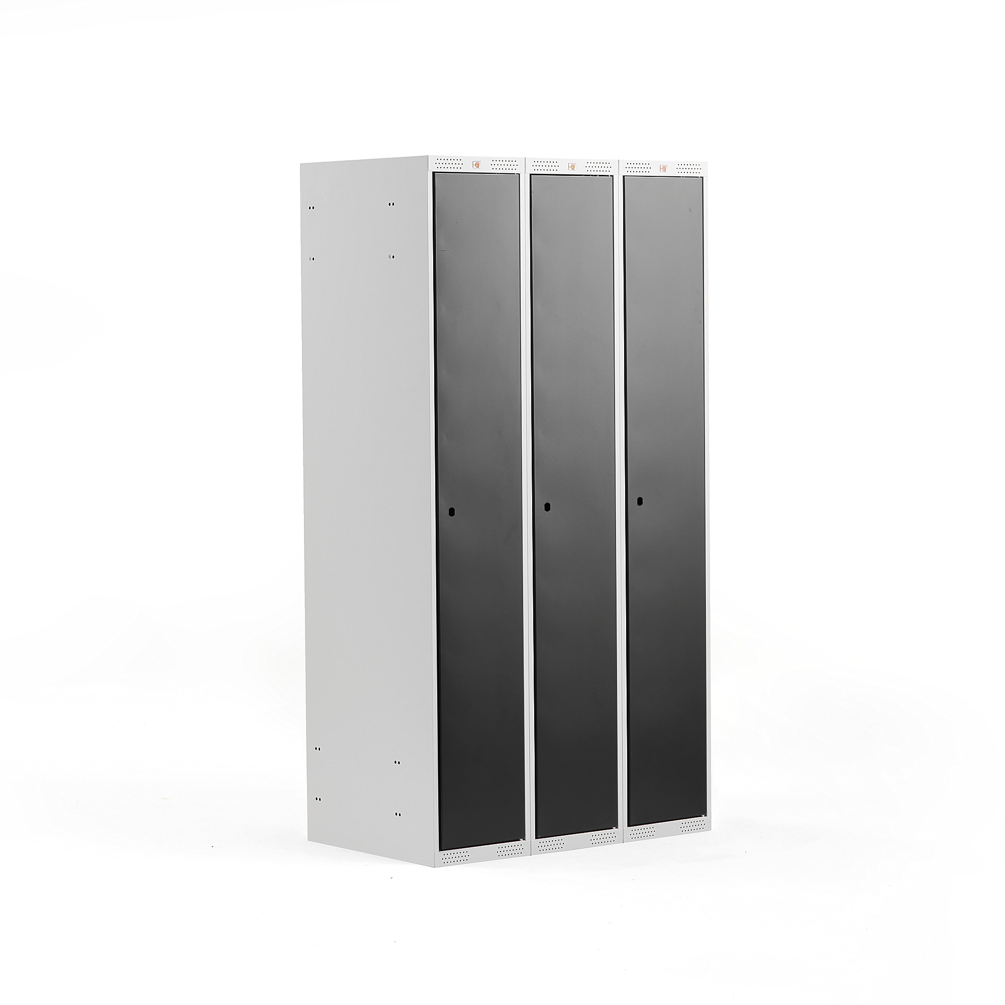 Šatní skříňka CLASSIC, 3 sekce, 1740x900x550 mm, šedá, černé dveře