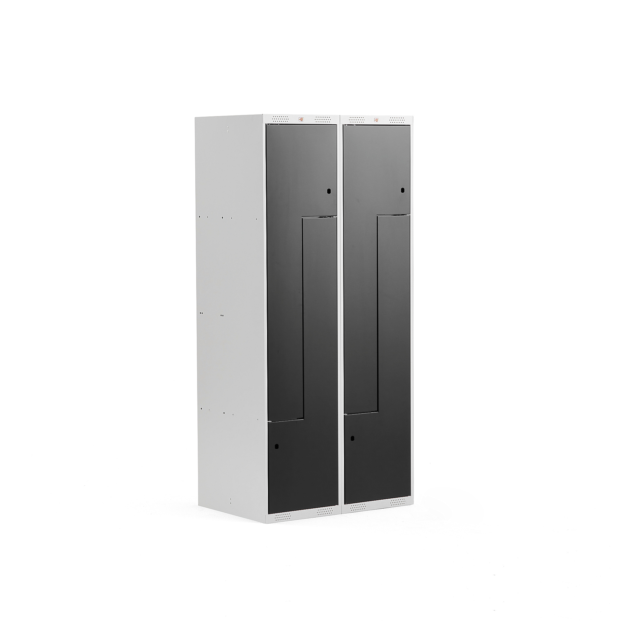 Šatní skříňka CLASSIC Z, 2 sekce, 4 boxy, 1800x800x500 mm, šedá/černé dveře