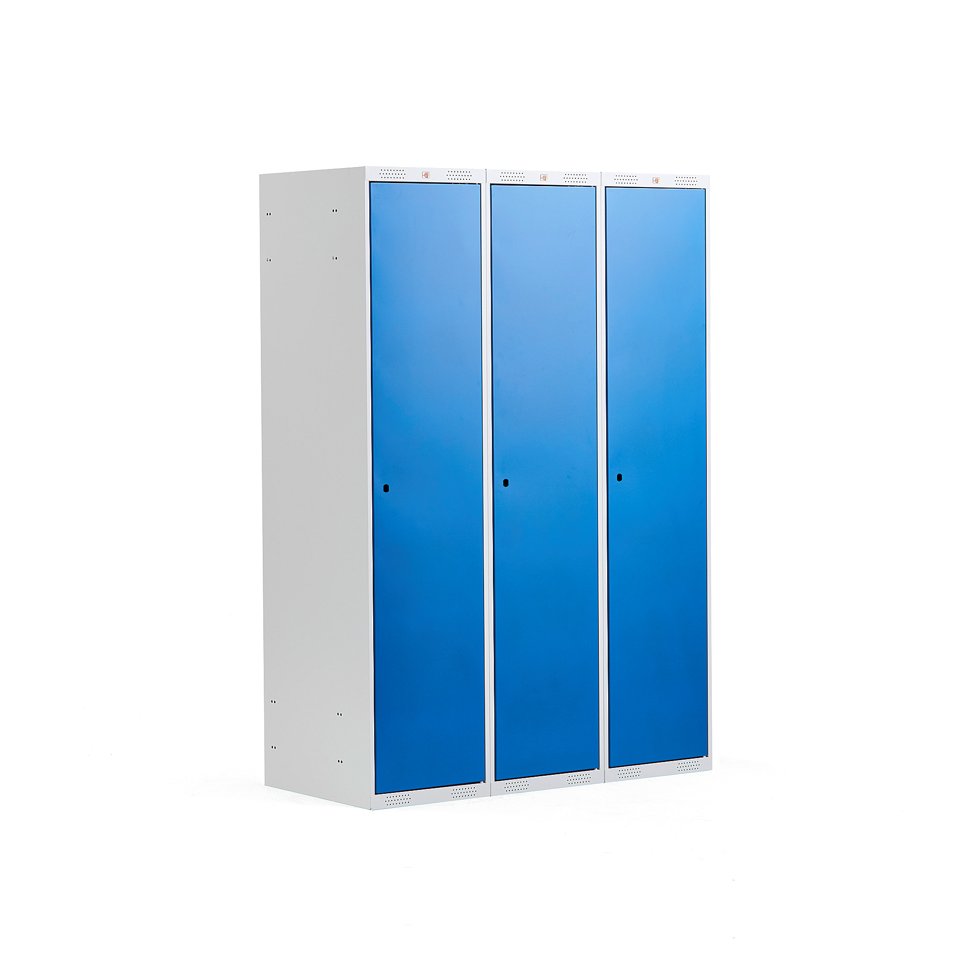 Levně Šatní skříňka CLASSIC, 3 sekce, 1740x1200x550 mm, šedá, modré dveře