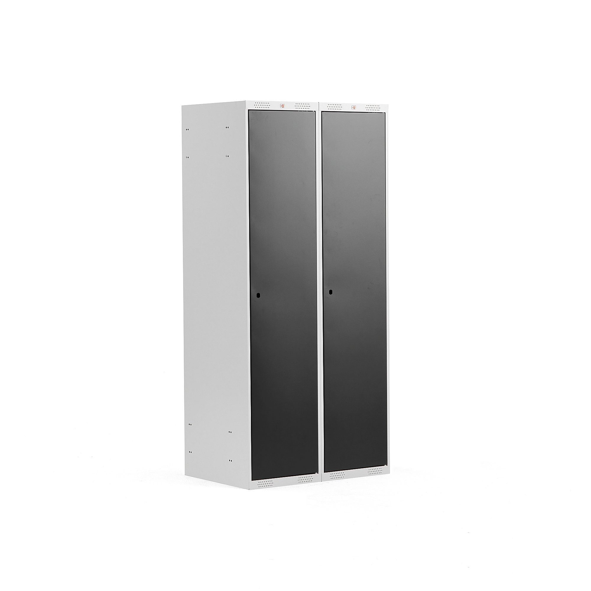 Levně Šatní skříňka CLASSIC, 2 sekce, 1740x800x550 mm, šedá, černé dveře