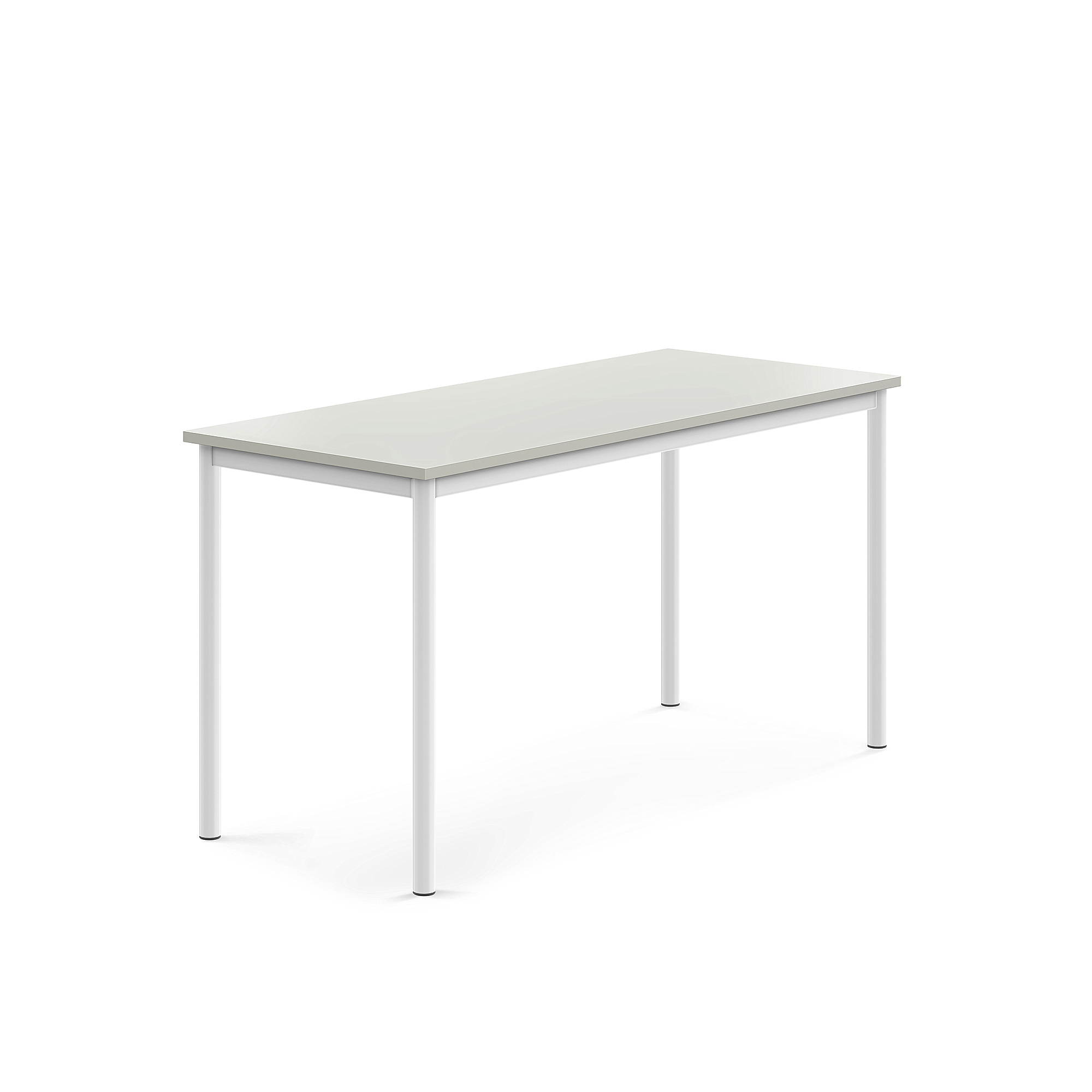 Stůl SONITUS, 1400x600x720 mm, bílé nohy, HPL deska tlumící hluk, šedá