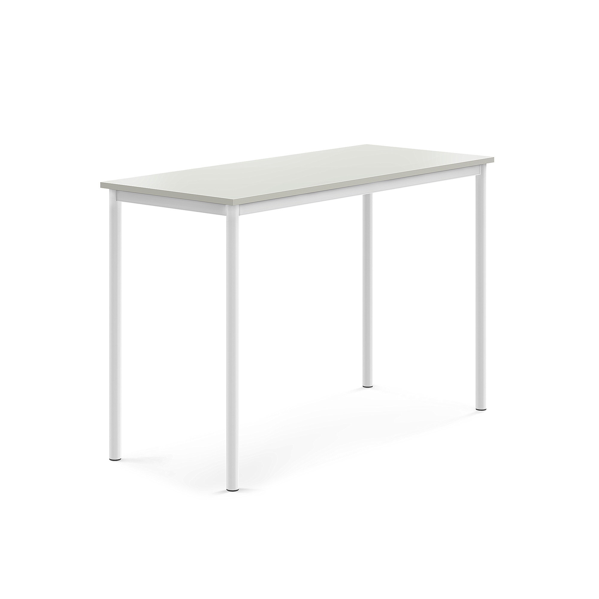 Stůl SONITUS, 1400x600x900 mm, bílé nohy, HPL deska tlumící hluk, šedá