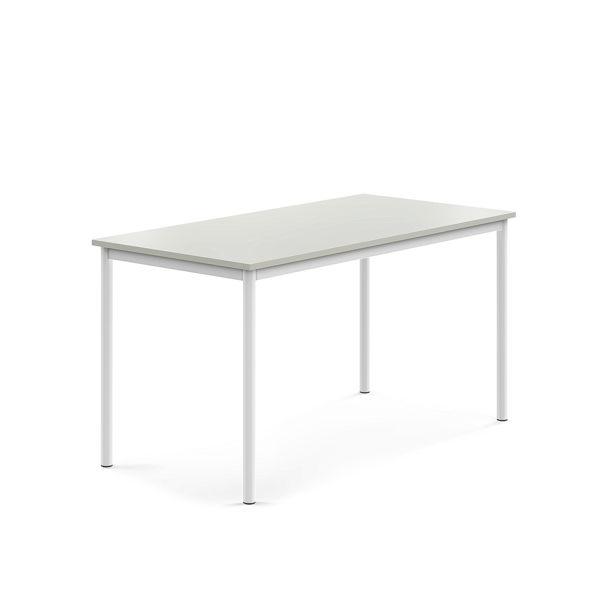 Stůl SONITUS, 1400x700x720 mm, bílé nohy, HPL deska tlumící hluk, šedá
