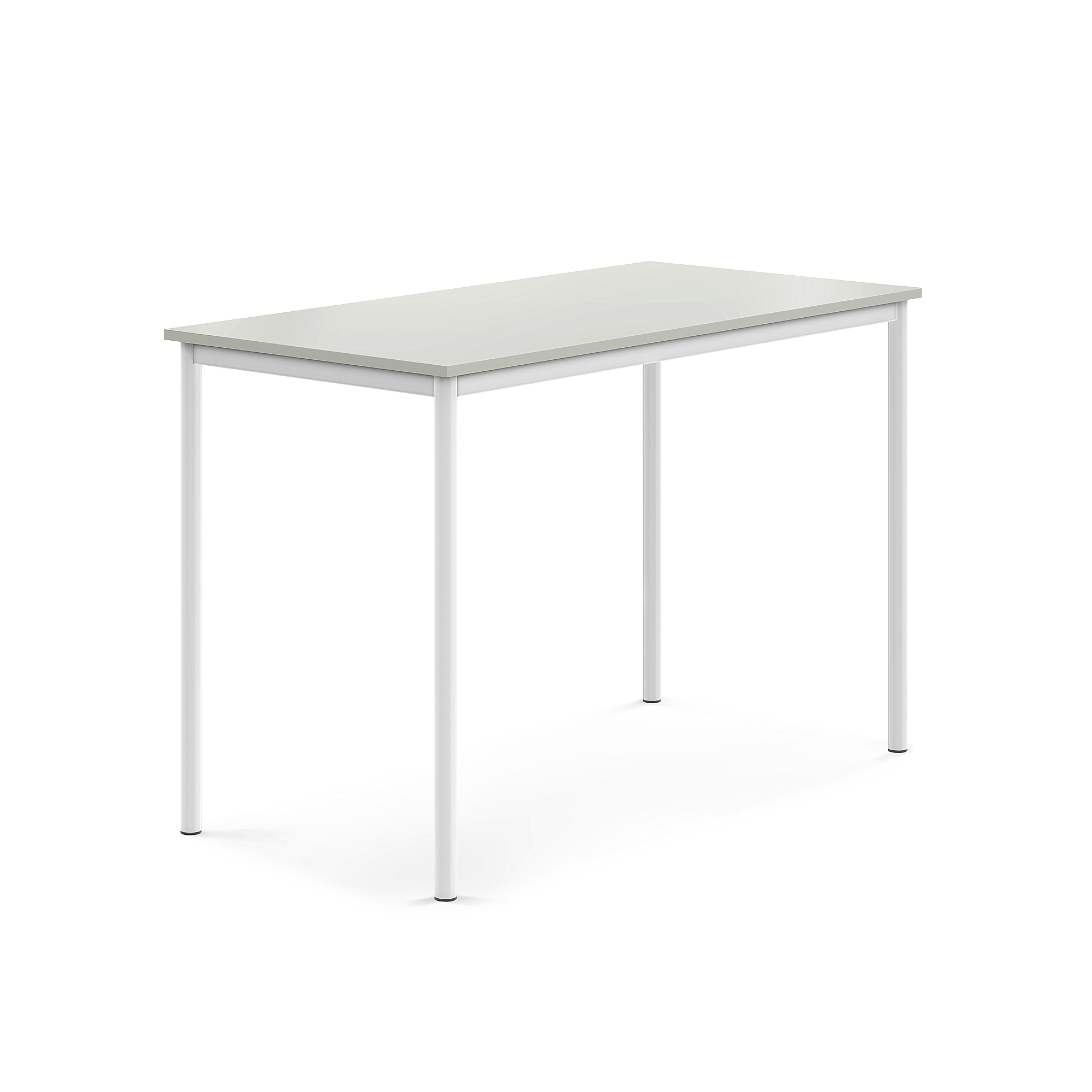 Stůl SONITUS, 1400x700x900 mm, bílé nohy, HPL deska tlumící hluk, šedá