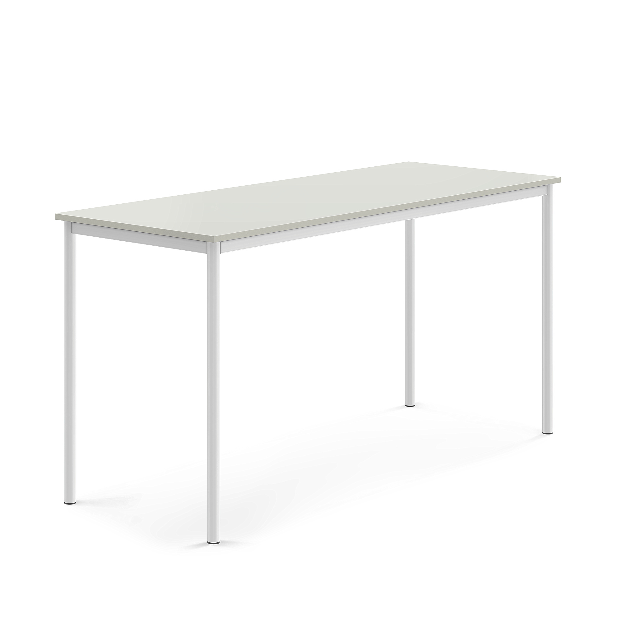Stůl SONITUS, 1800x700x900 mm, bílé nohy, HPL deska tlumící hluk, šedá