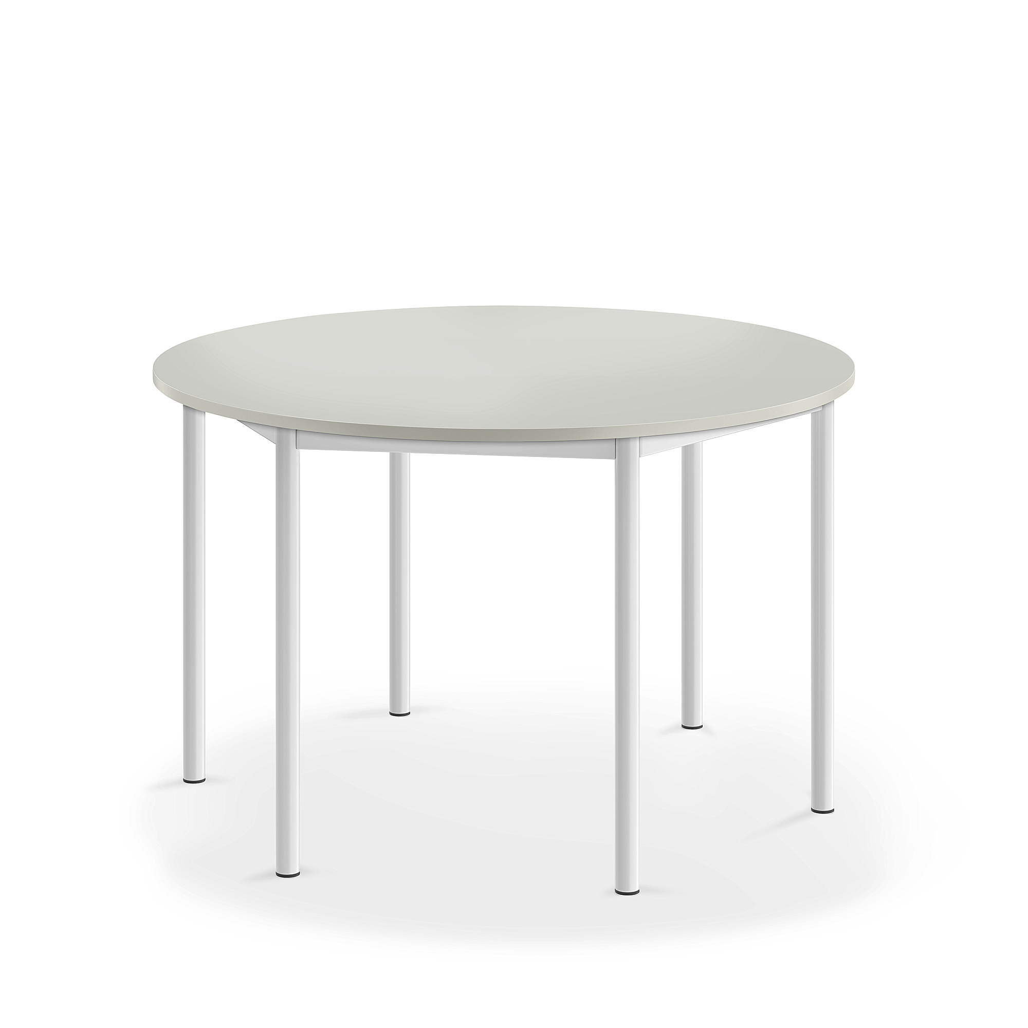 Stůl SONITUS, Ø1200x720 mm, bílé nohy, HPL deska tlumící hluk, šedá