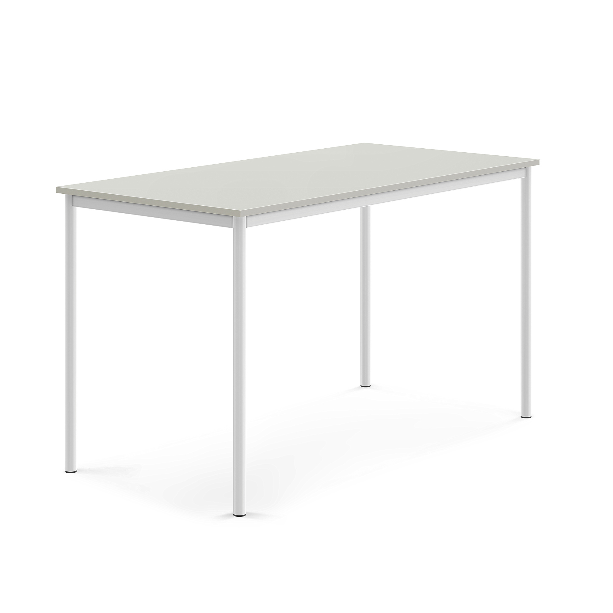 Stůl SONITUS, 1600x800x900 mm, bílé nohy, HPL deska tlumící hluk, šedá