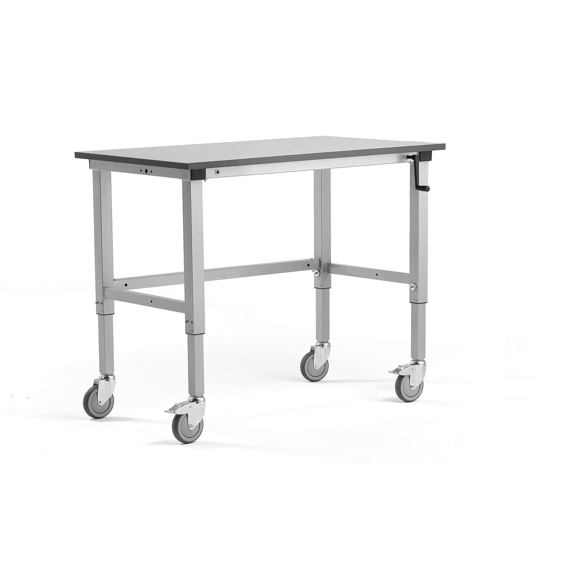 E-shop Manuálne nastaviteľný dielenský stôl MOTION s kolieskami, 1200x600 mm