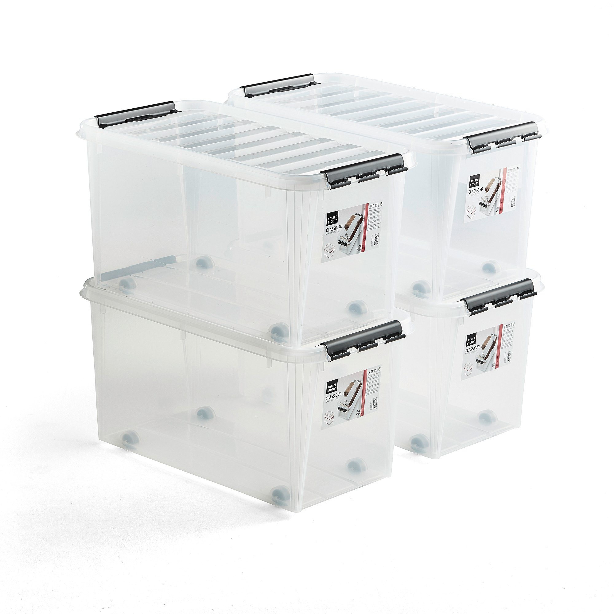 Plastový box s vekom LEE, 70 L, 4 ks, 720x400x380 mm, priehľadný