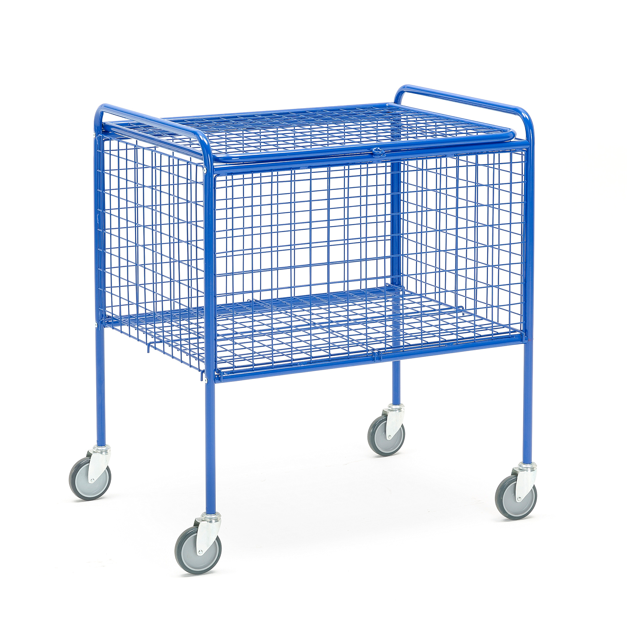 E-shop Klietkový manipulačný vozík VAN, s poklopom, modrý