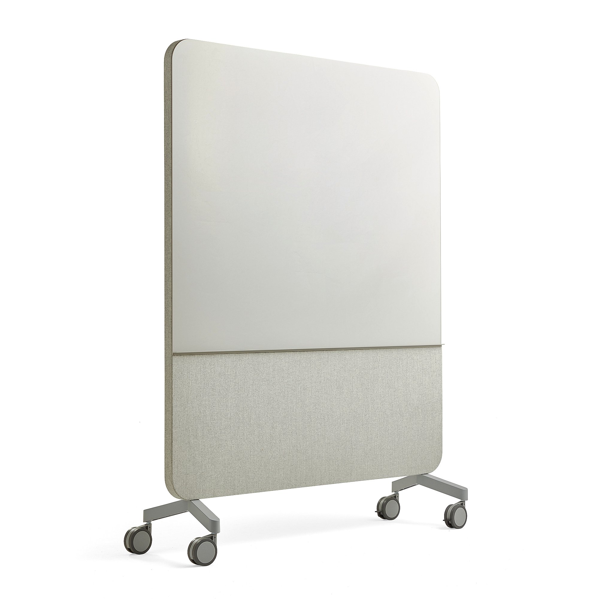 Skleněná tabule s akustickým panelem MARY, mobilní, 1500x1960 mm, světle šedá