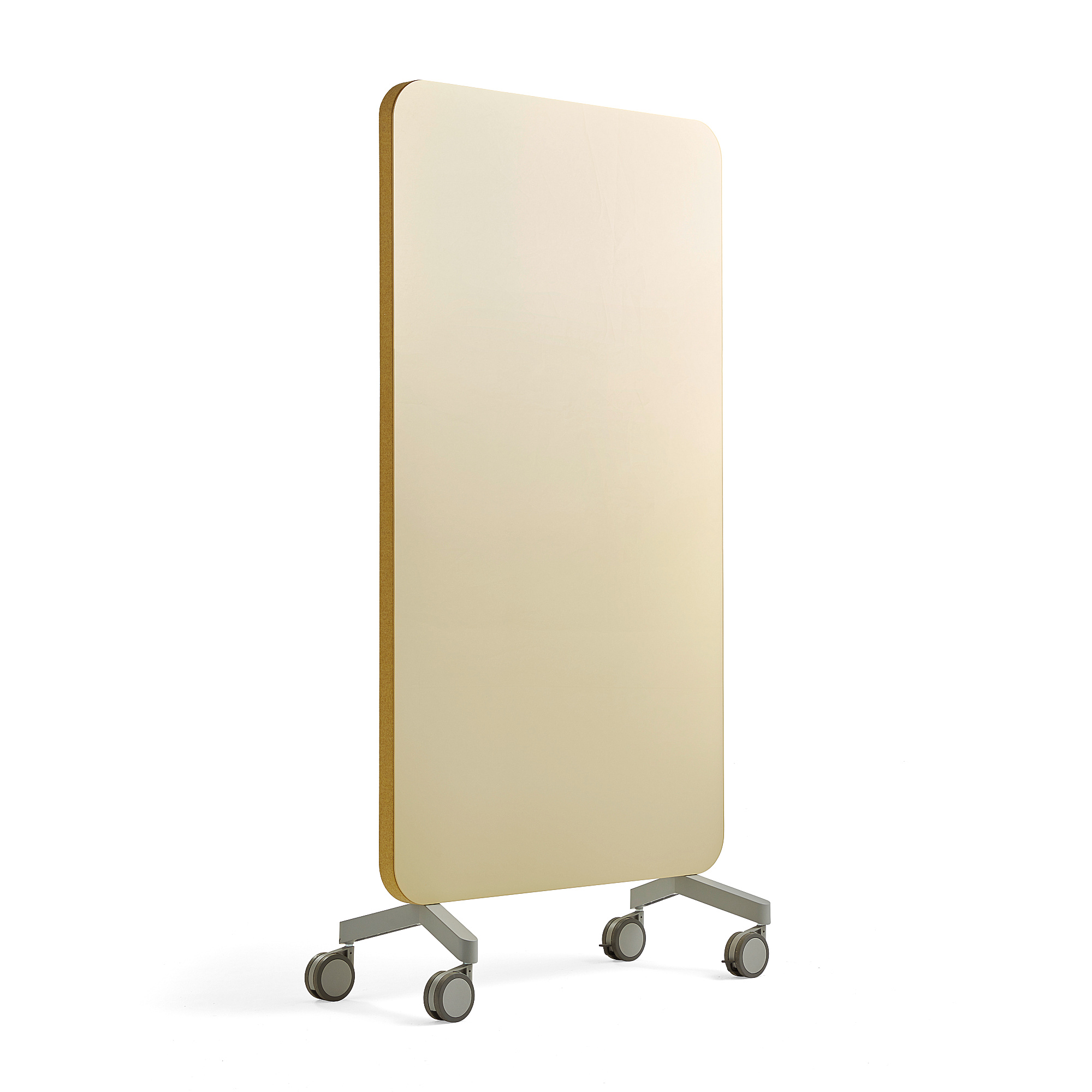 Skleněná tabule s akustickým panelem MARY, mobilní, 1000x1960 mm, žlutá