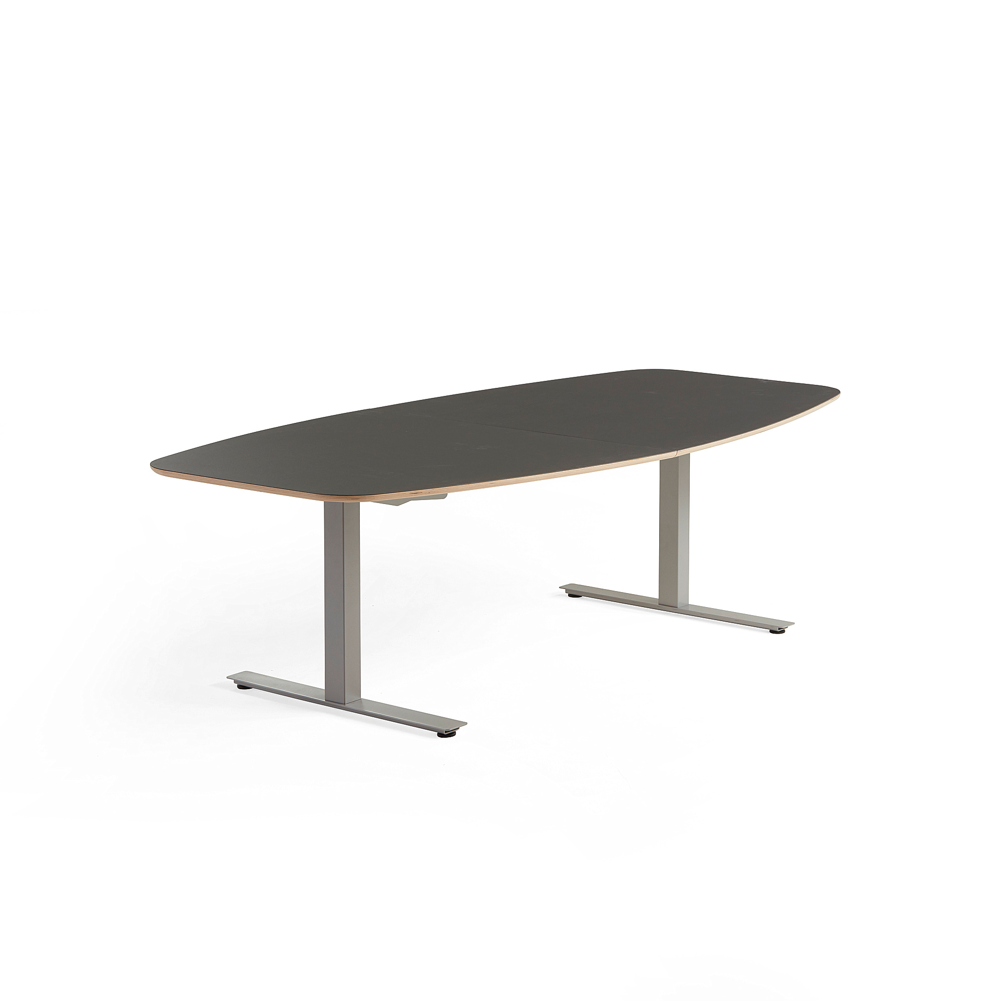 Rokovací stôl AUDREY, 2400x1200 mm, strieborný podstavec, tmavošedá doska