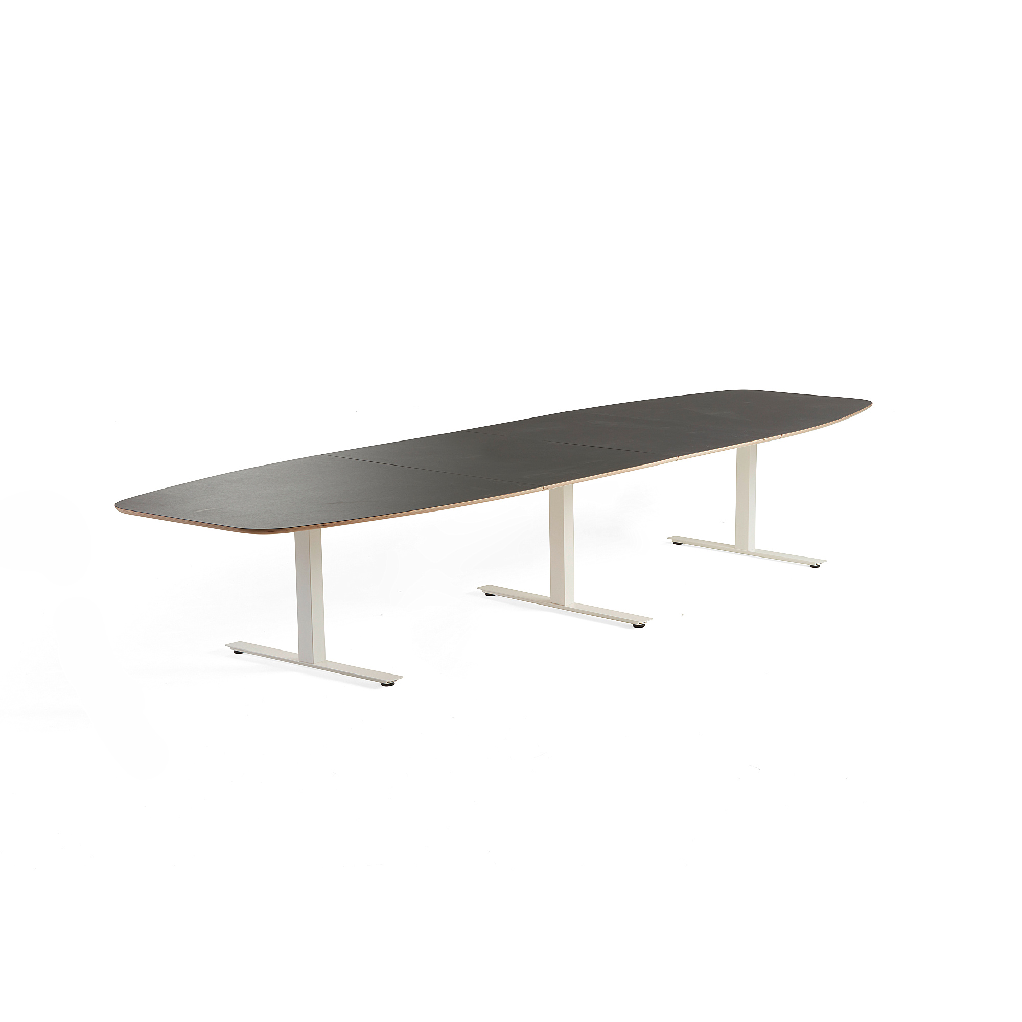 Rokovací stôl AUDREY, 4000x1200 mm, biely podstavec, tmavošedá doska