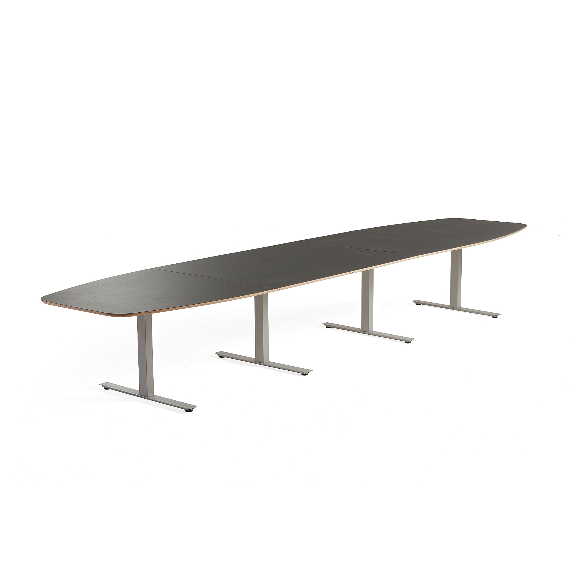 Jednací stůl AUDREY, 4800x1200 mm, stříbrný rám, tmavě šedá deska