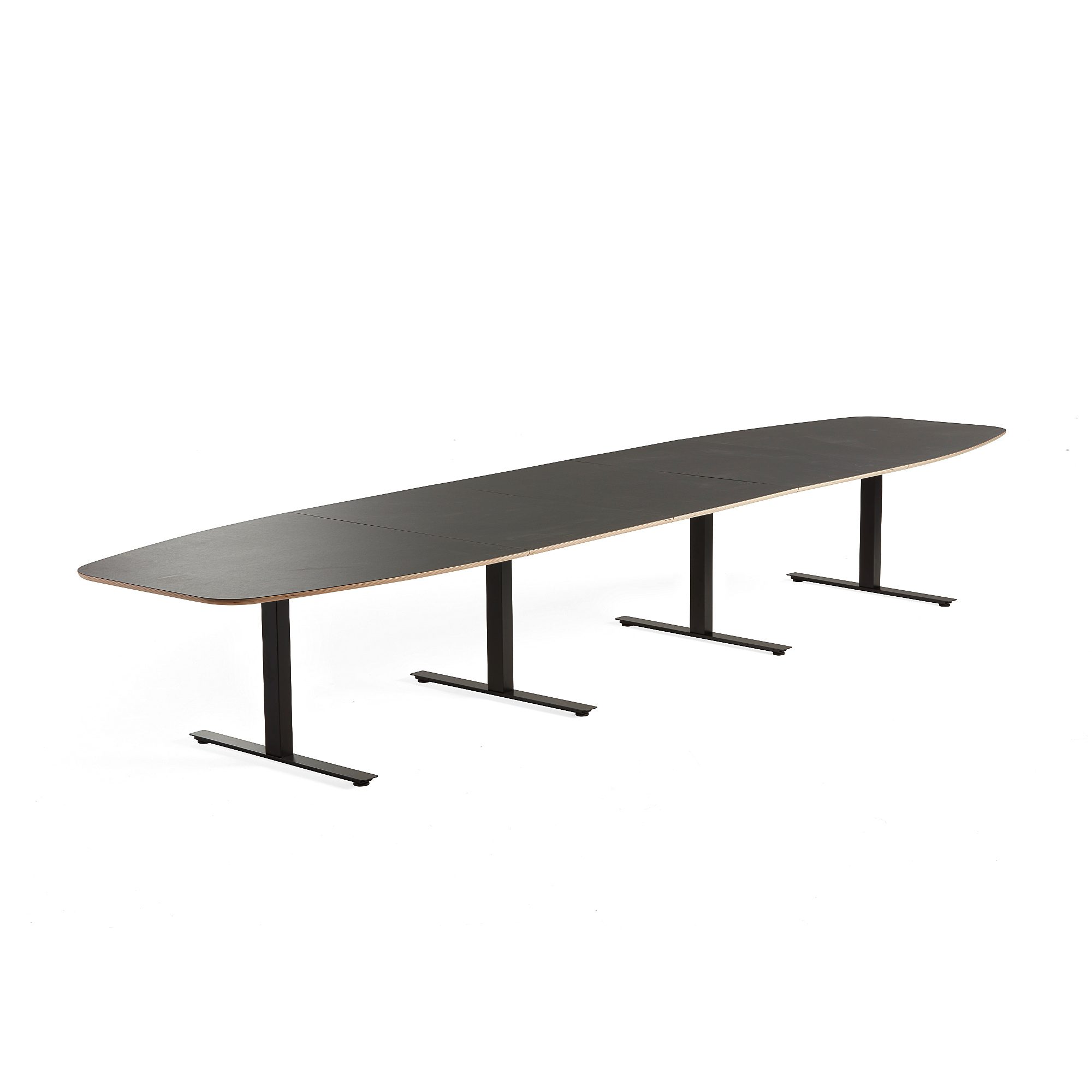 Rokovací stôl AUDREY, 4800x1200 mm, čierny podstavec, tmavošedá doska
