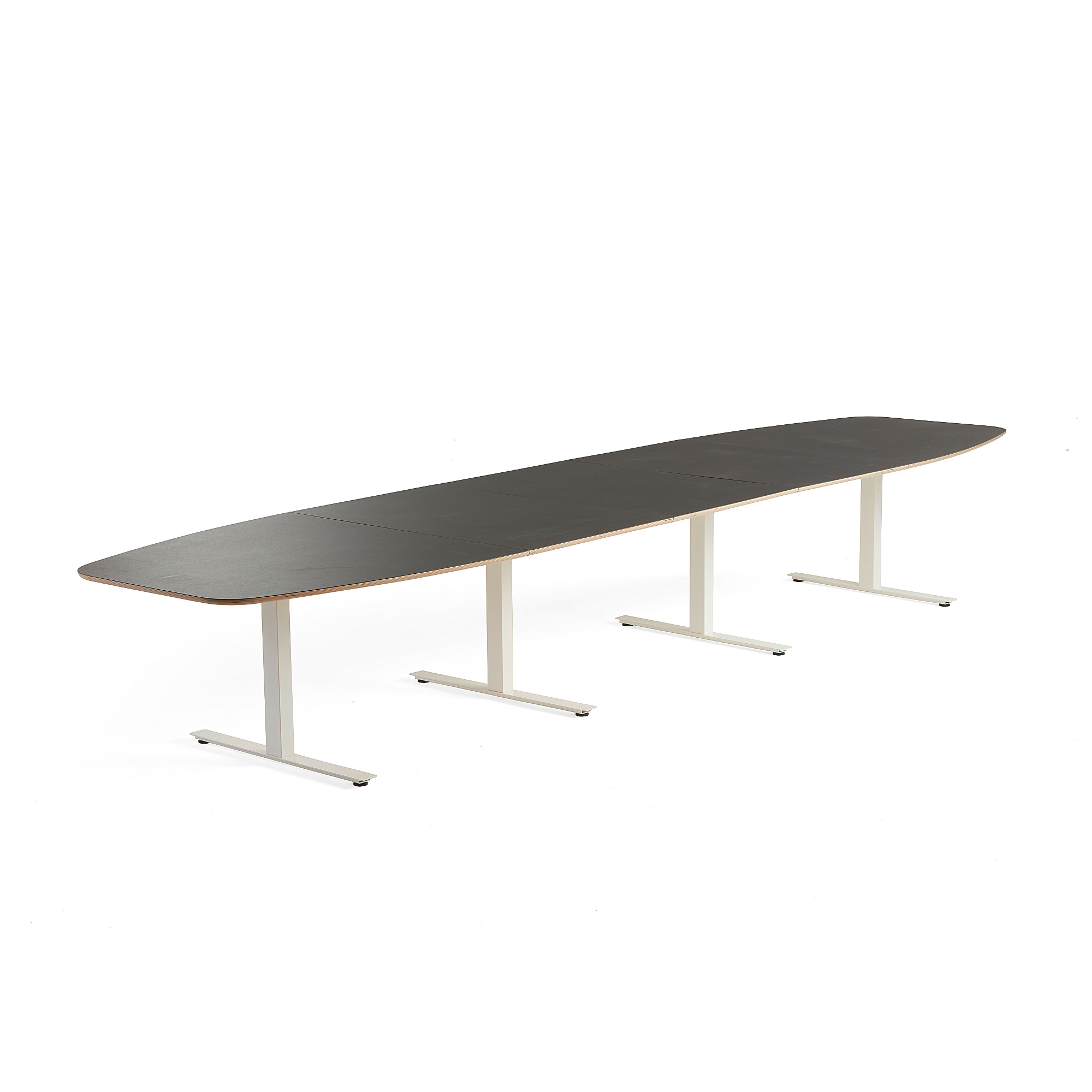 Jednací stůl AUDREY, 4800x1200 mm, bílý rám, tmavě šedá deska