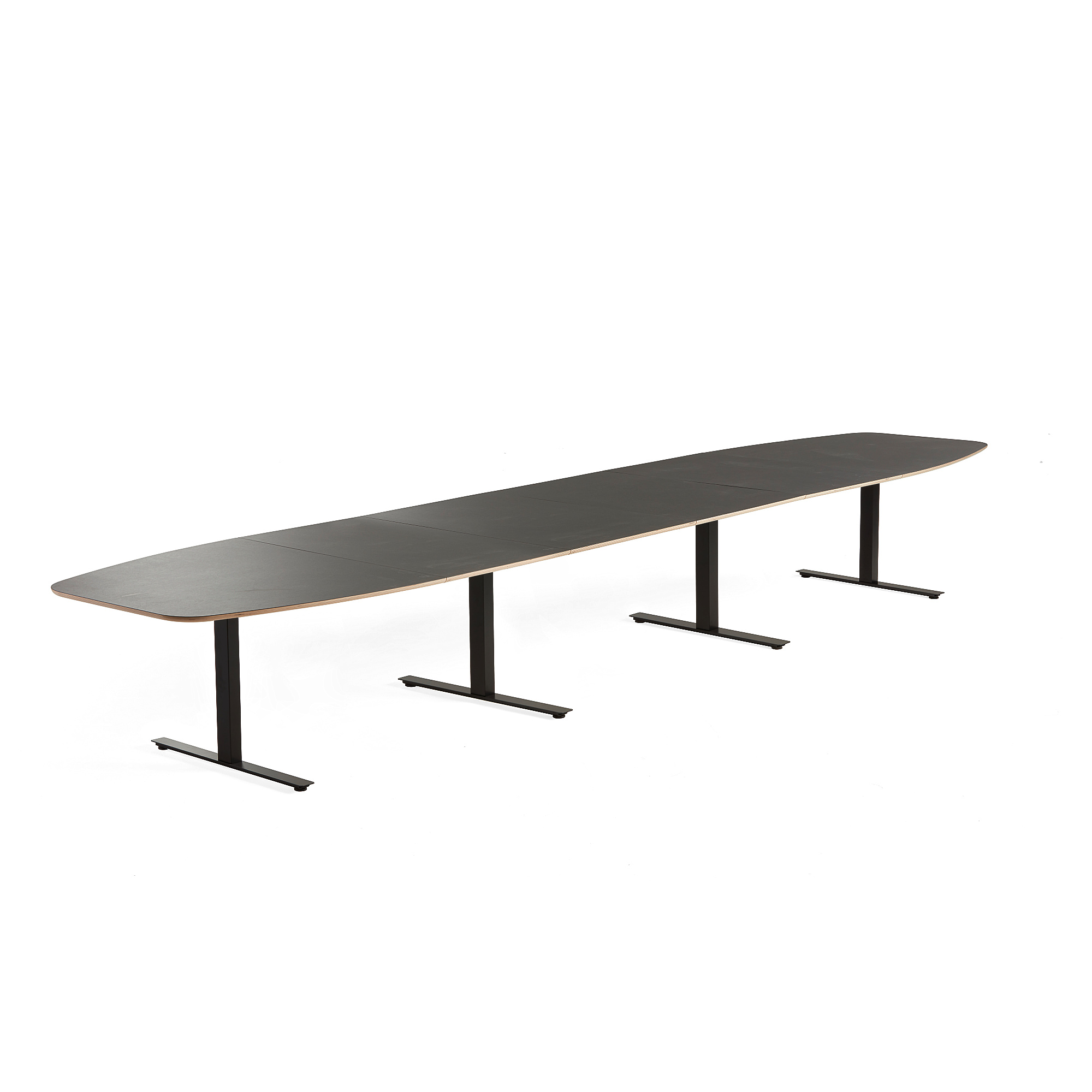 Rokovací stôl AUDREY, 5600x1200 mm, čierny podstavec, tmavošedá doska