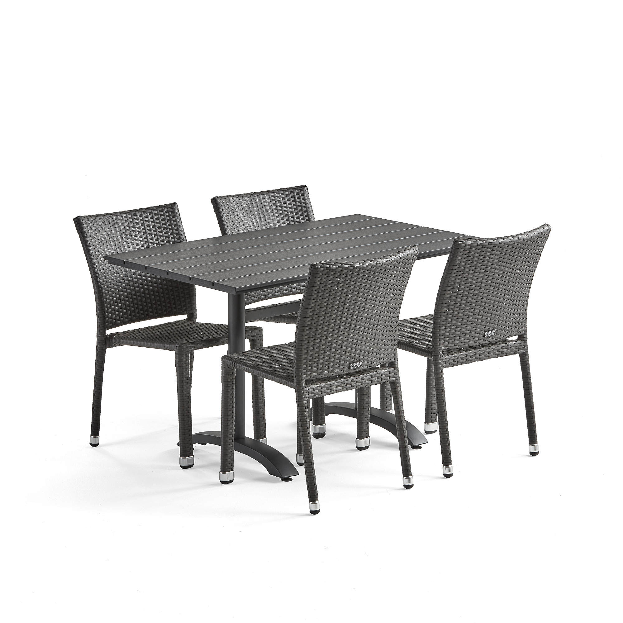 Zostava nábytku: Stôl Piazza + 4 ratanové stoličky Aston, šedé