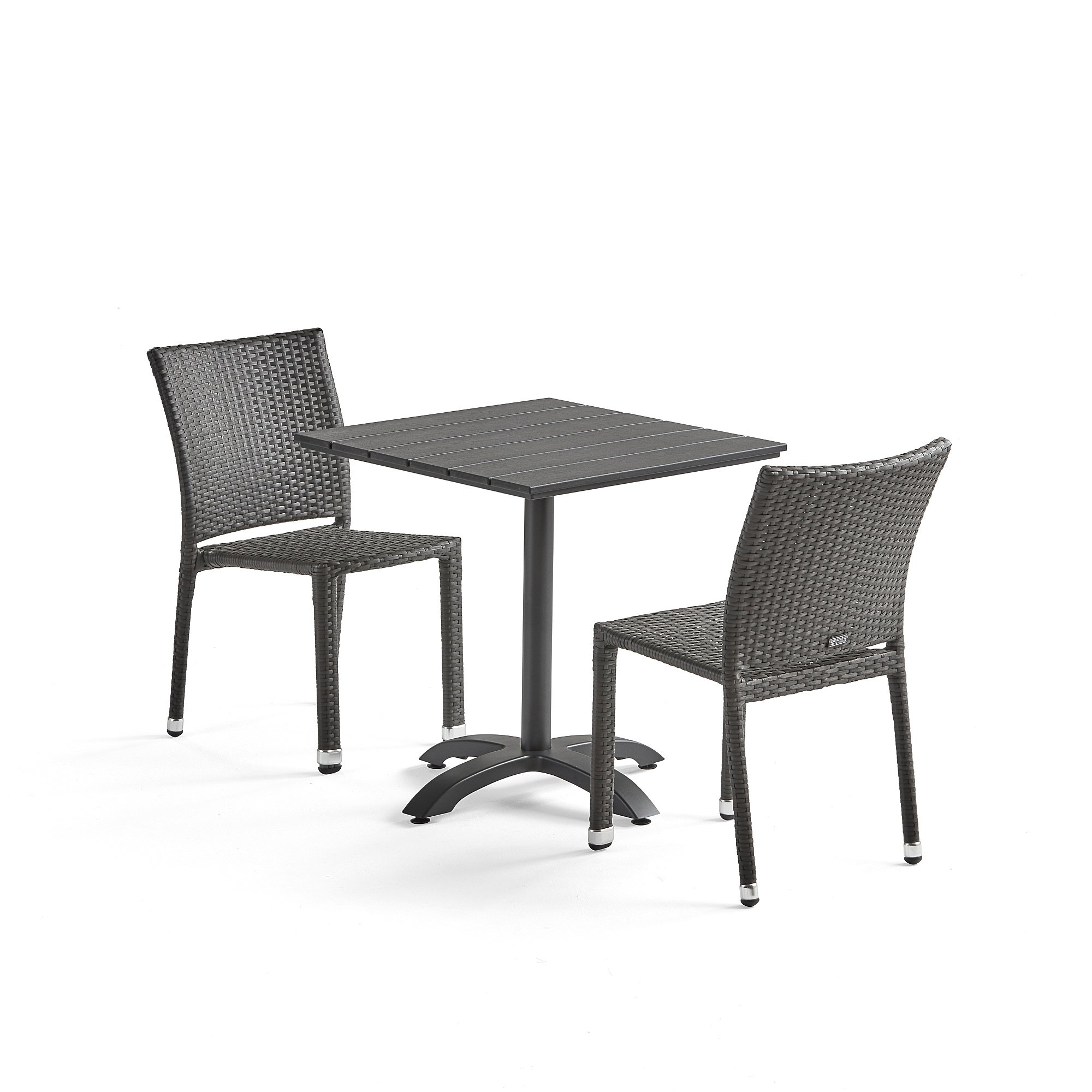 Zostava nábytku: Stôl Piazza + 2 ratanové stoličky Aston, šedé