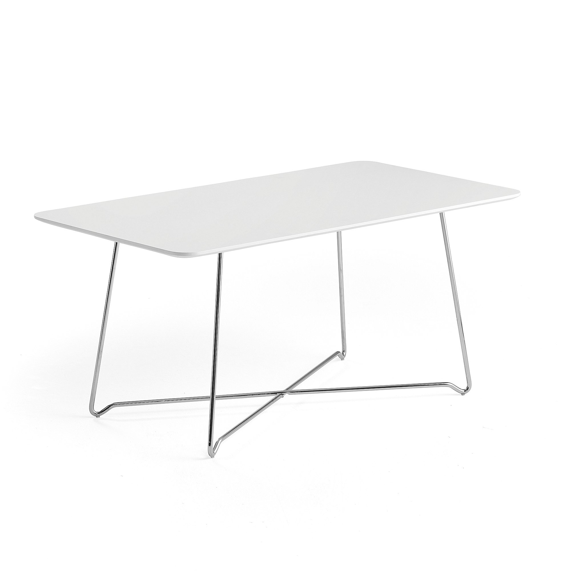 Levně Konferenční stolek IRIS, 1100x600 mm, chrom, bílá deska