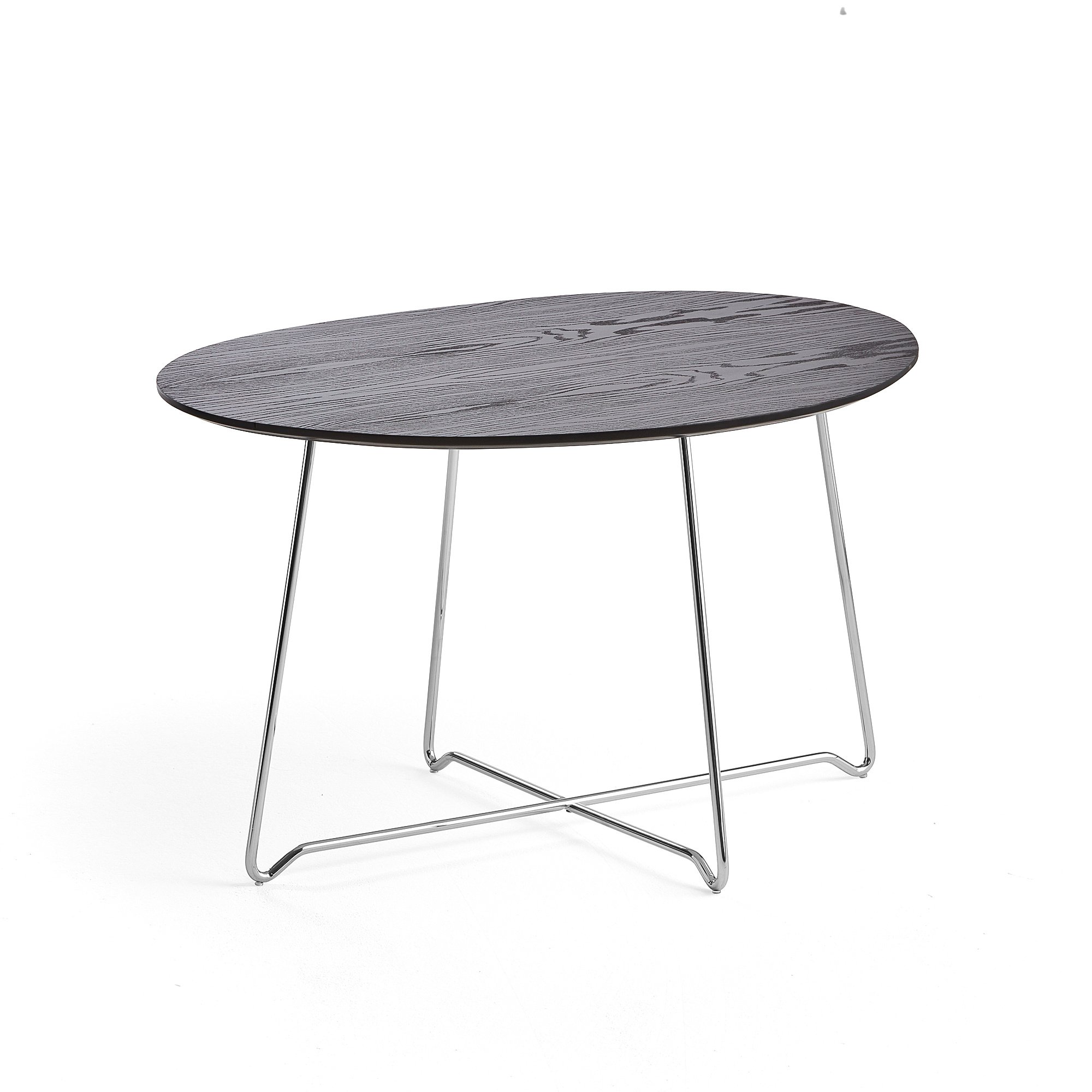 Kaviarenský stôl IRIS, asymetrický, chróm, čierny dub