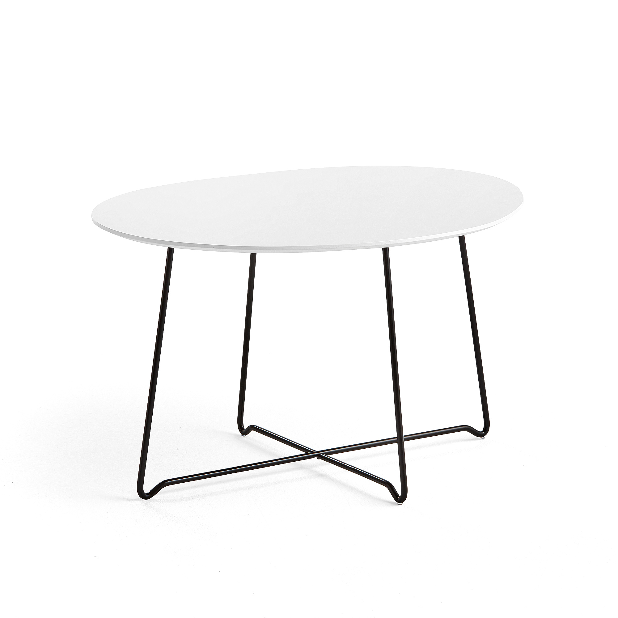 Levně Konferenční stolek IRIS, oválný, 870x670 mm, černá, bílá deska