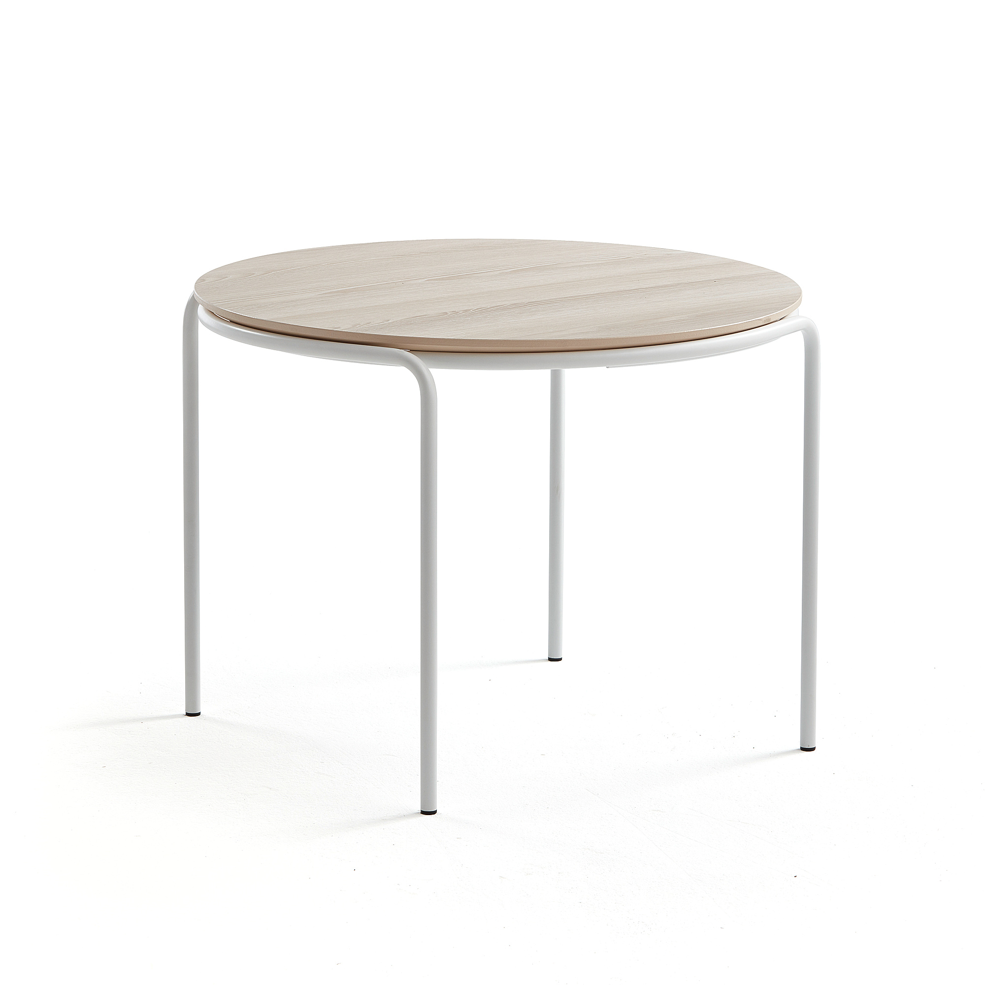 Levně Konferenční stolek ASHLEY, Ø770 mm, výška 530 mm, bílá, jasan