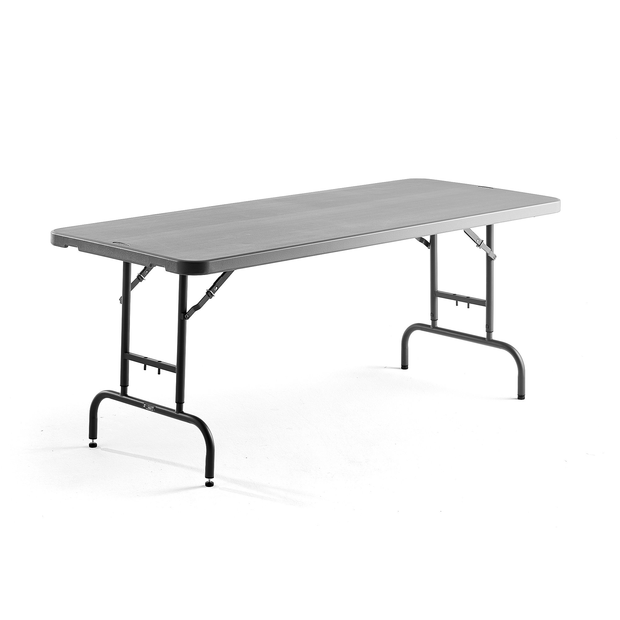 E-shop Výškovo nastaviteľný skladací stôl ROSIE, 1830x760 mm, tmavošedý