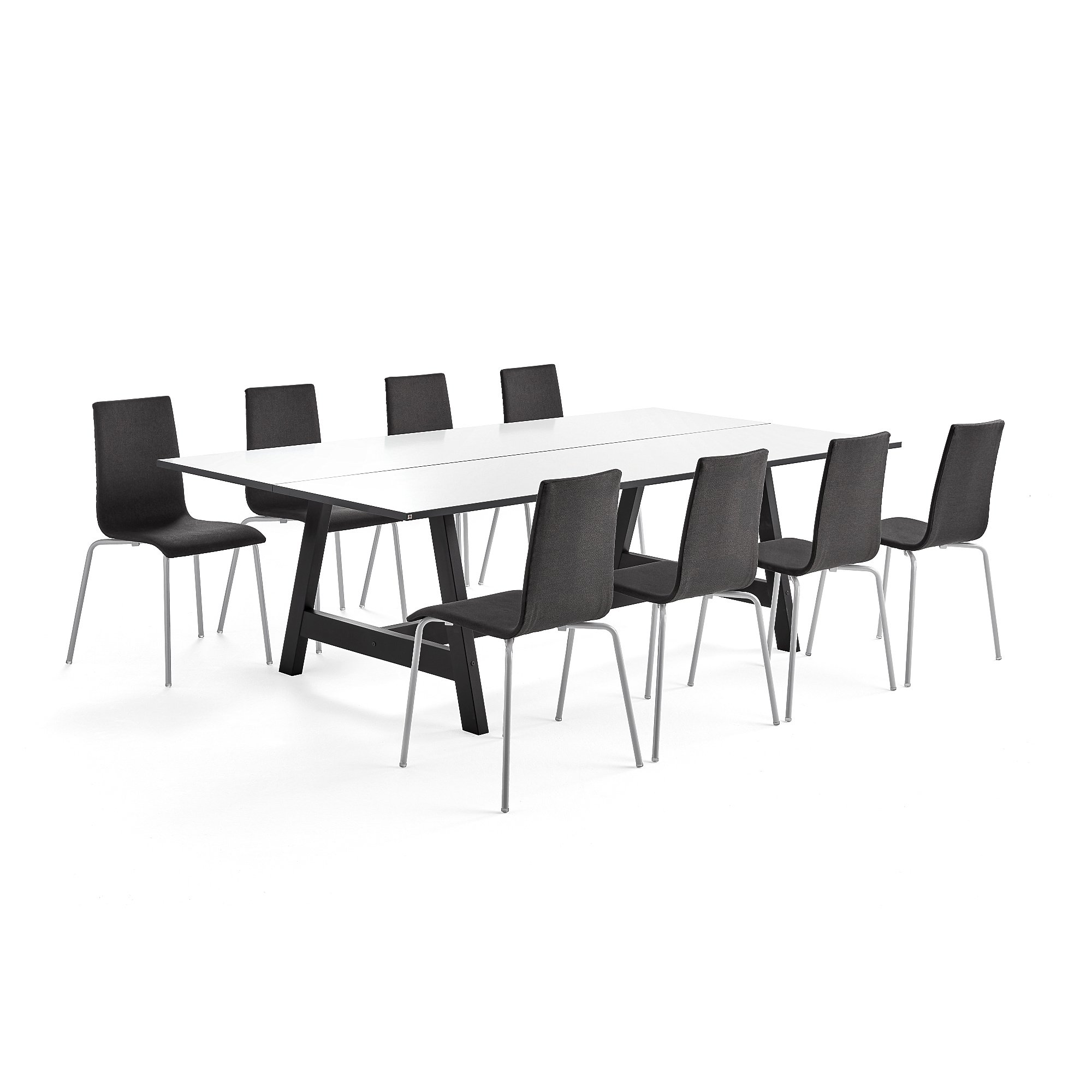 Levně Sestava NOMAD + MELVILLE, jednací stůl a 8 tmavě šedých židlí