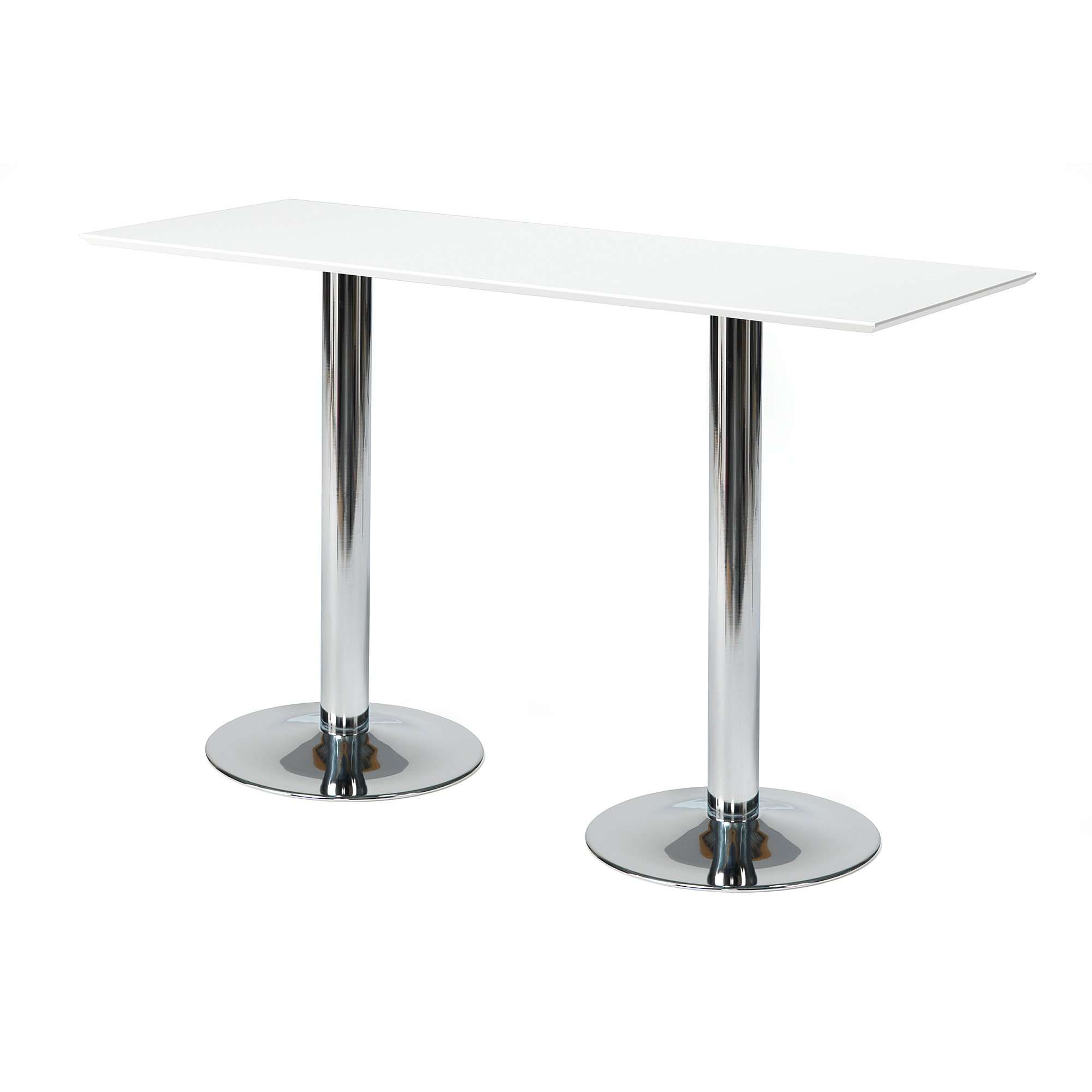 Levně Barový stůl BIANCA, 1800x700 mm, HPL, bílá/chrom