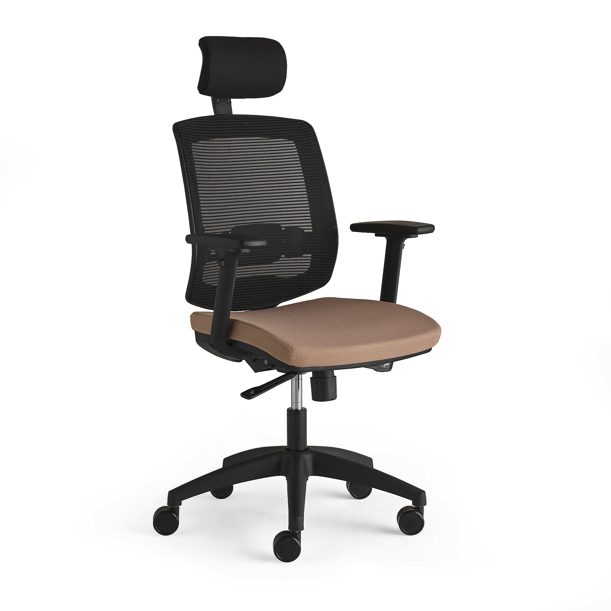 Levně Kancelářská židle STANLEY, s područkami a opěrkou hlavy, béžová