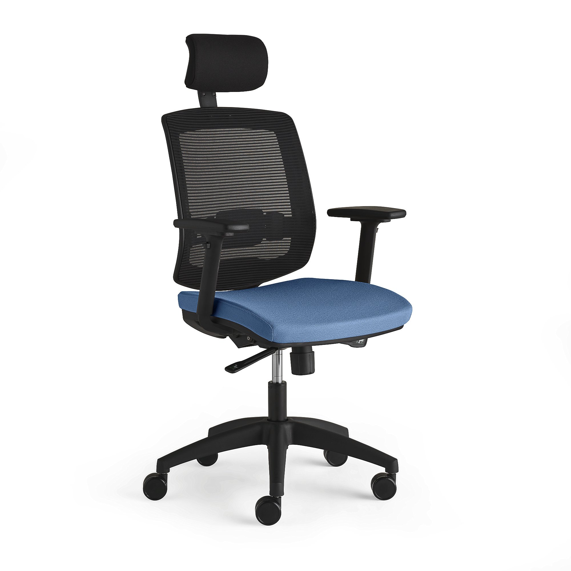 Levně Kancelářská židle STANLEY, s područkami a opěrkou hlavy, světle modrá