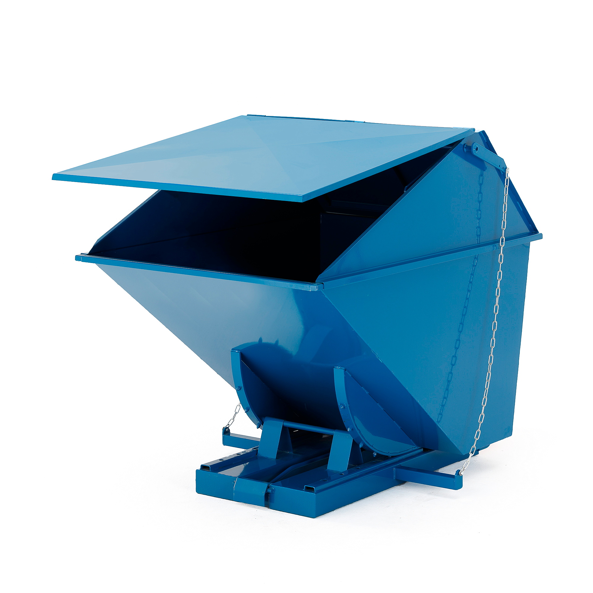 E-shop Automatický vyklápací kontajner PILE, s poklopom, objem 1100 l, modrý