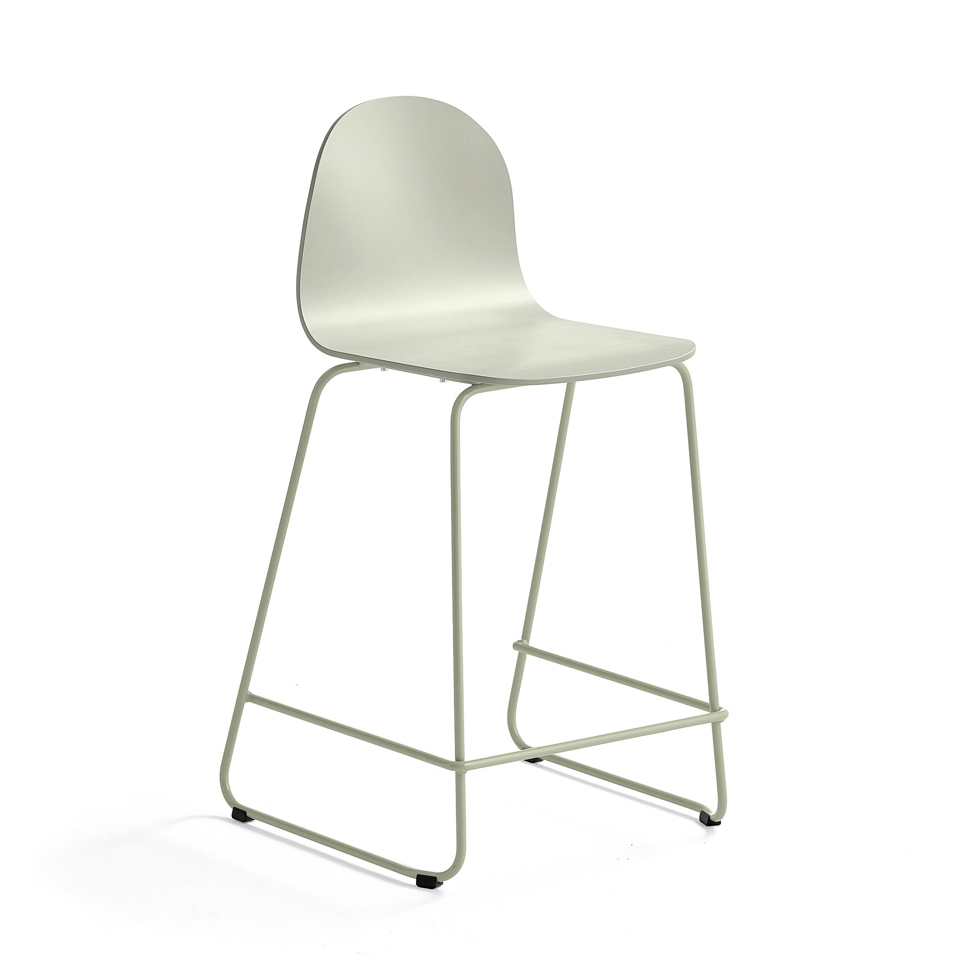 E-shop Barová stolička GANDER, s klzákmi, výška sedu 630 mm, lakovaná, zelenošedá